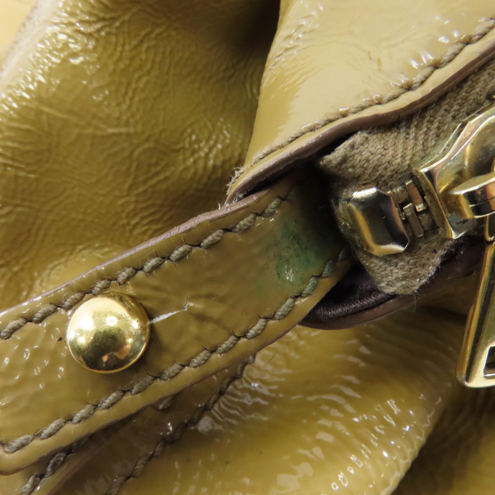 YVES SAINT LAURENT 【激減優惠】漆皮皮革Shoulder Bag金扣肩背袋棕色