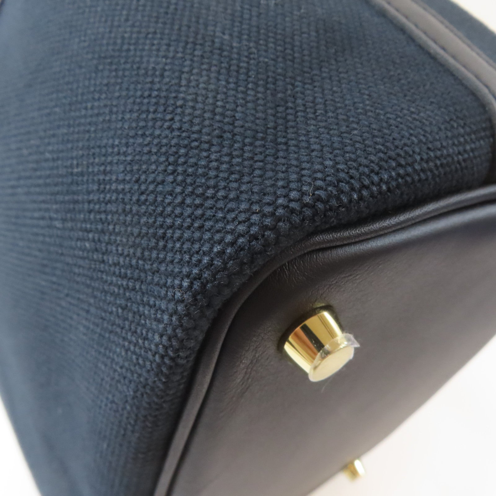 HERMES 帆布Picotin Cargo PM金扣手挽袋Noir/黑色