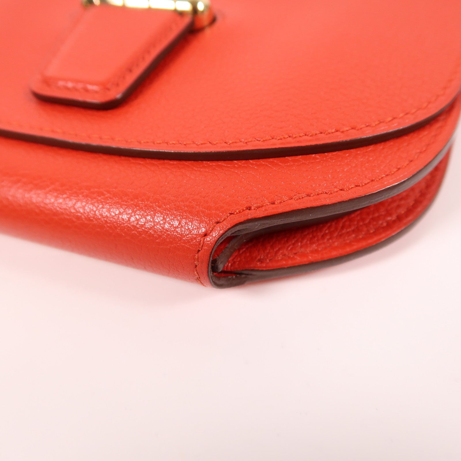 HERMES Evercolor皮革Mini Convoyeur金扣肩背袋蕃茄紅色