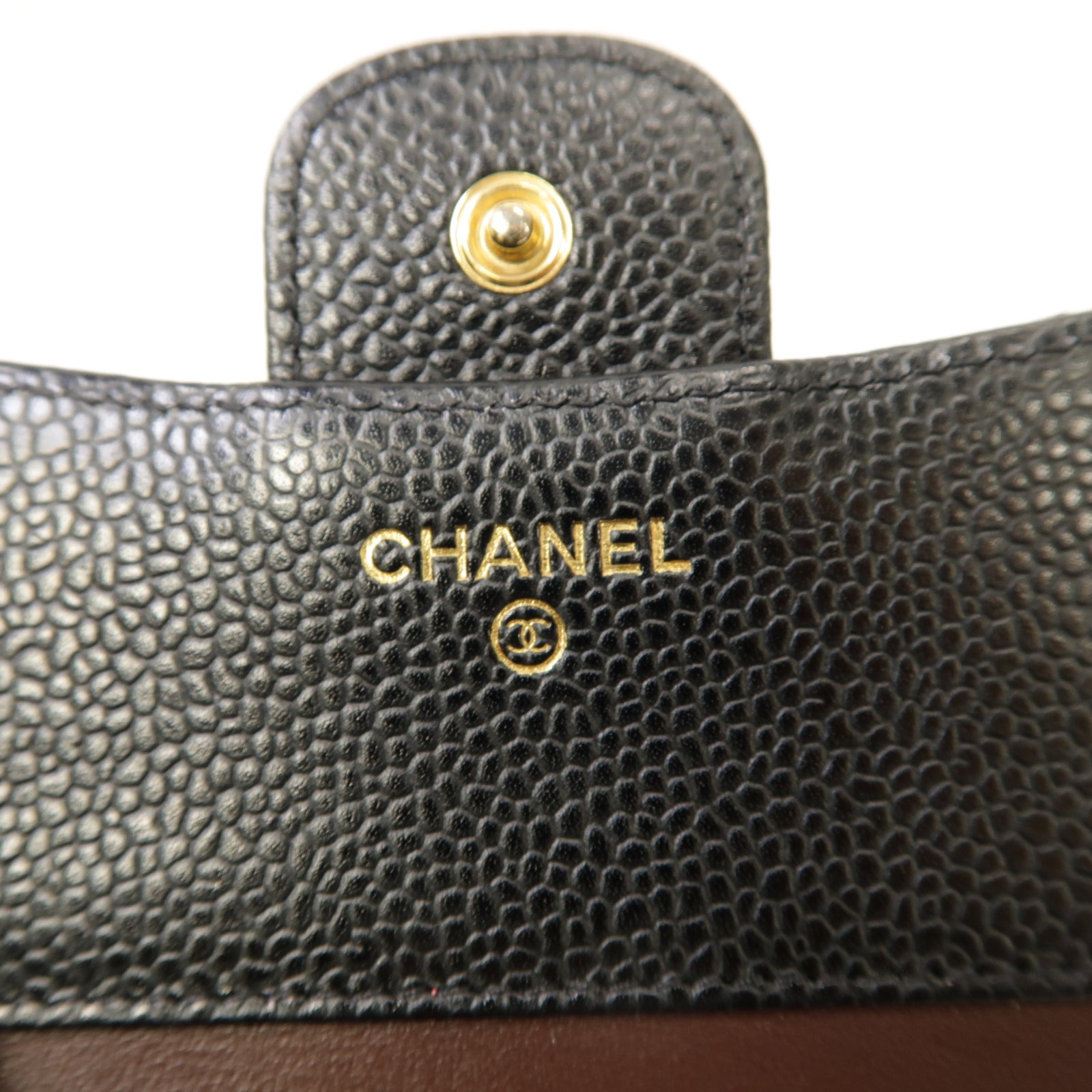 CHANEL 菱格Caviar皮革Classic Small Flap Wallet金扣錢包黑色