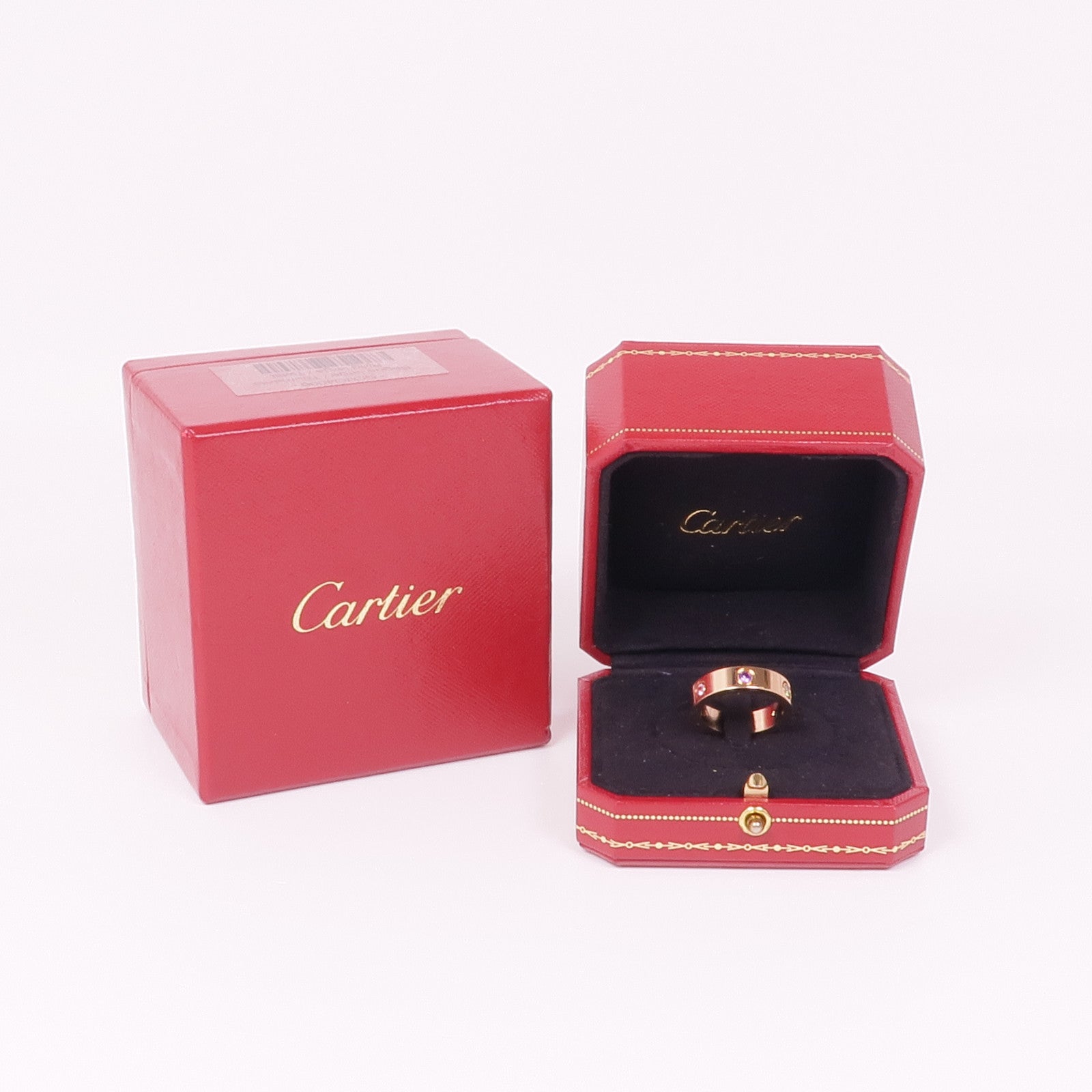 CARTIER 18K玫瑰金Love Ring藍寶石/石榴石/紫晶戒指Cartier#56/US#7.5