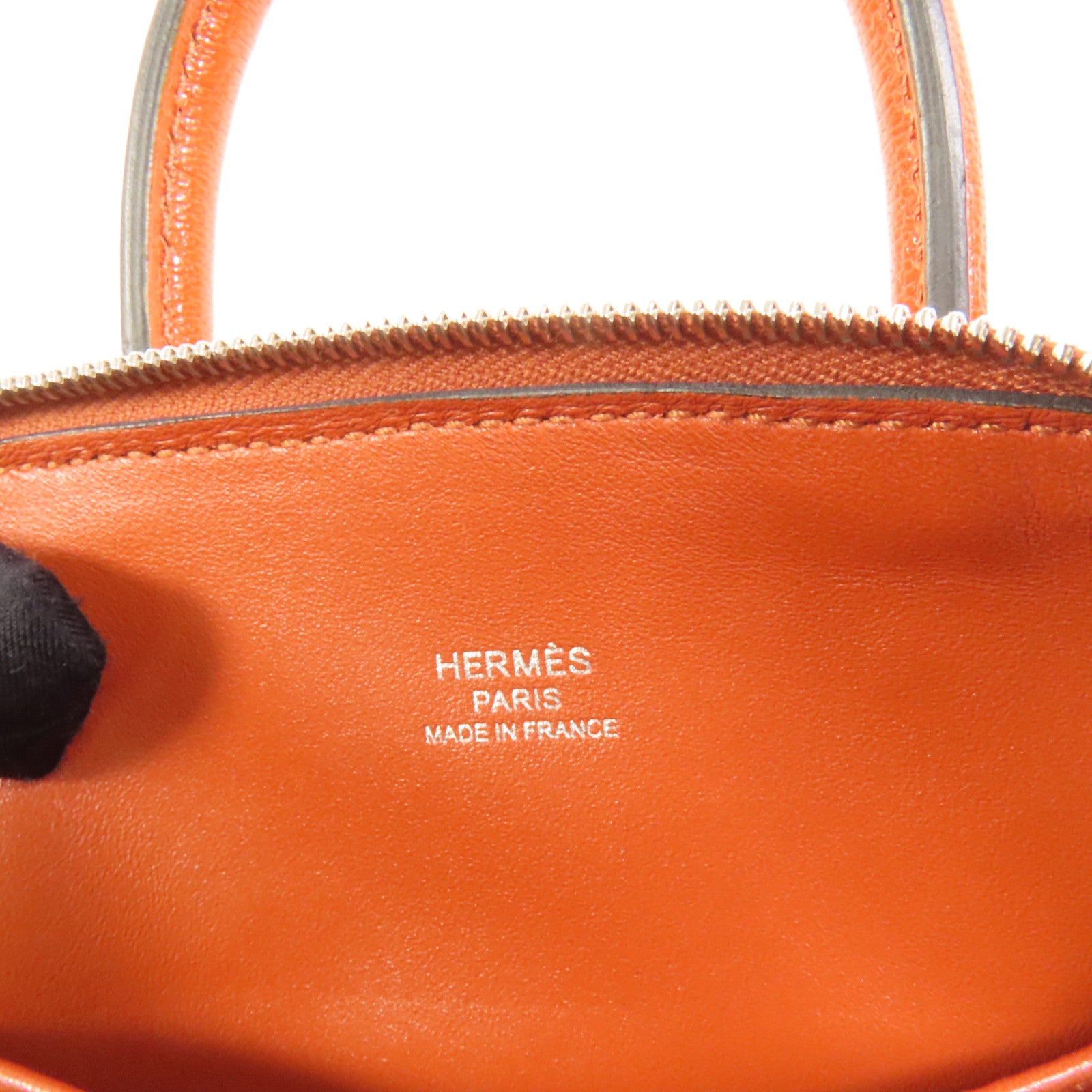 HERMES Chevre皮革Mini Bolide銀扣手挽肩背兩用袋Cuivre