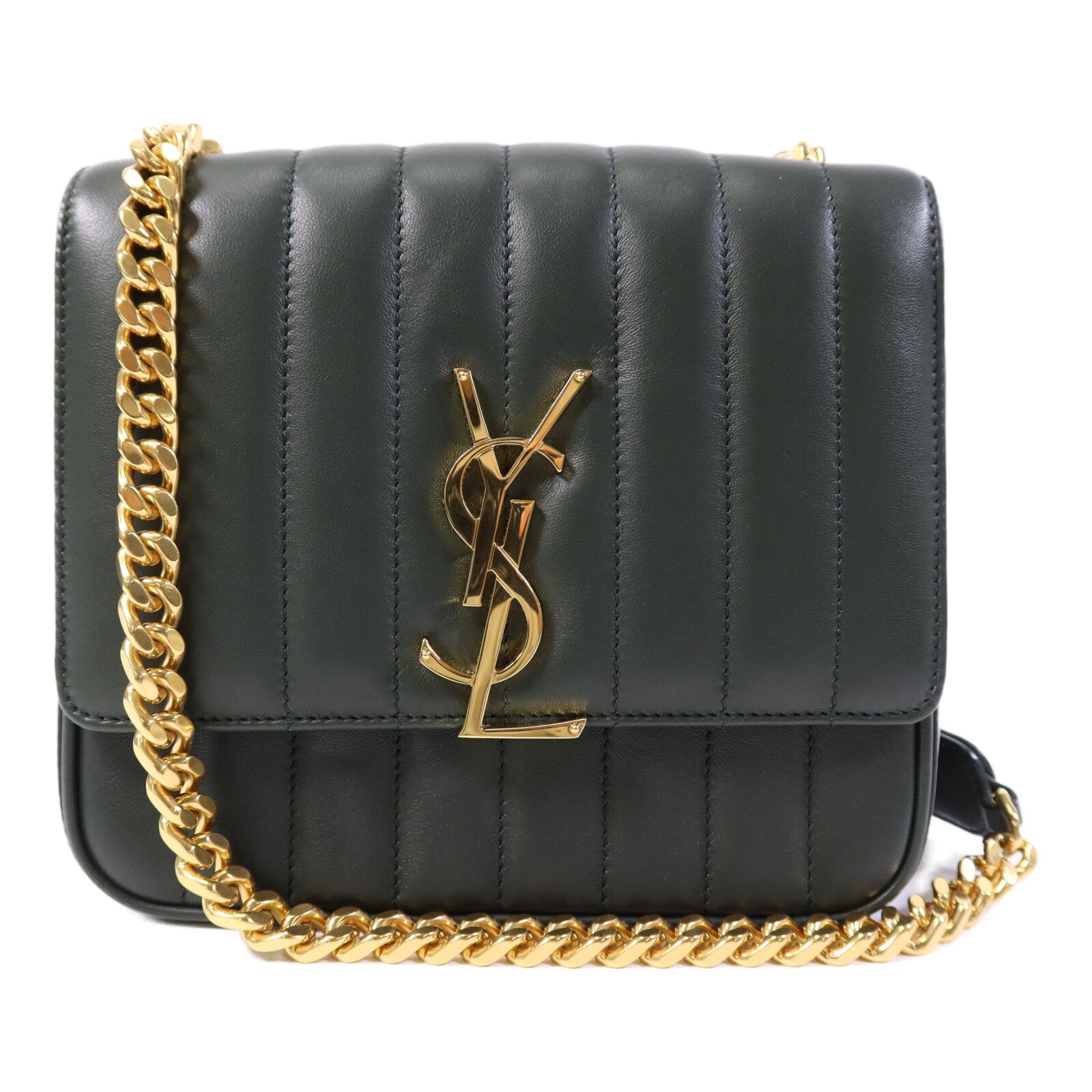 YVES SAINT LAURENT 羊皮皮革Vicky金扣鏈帶肩背袋