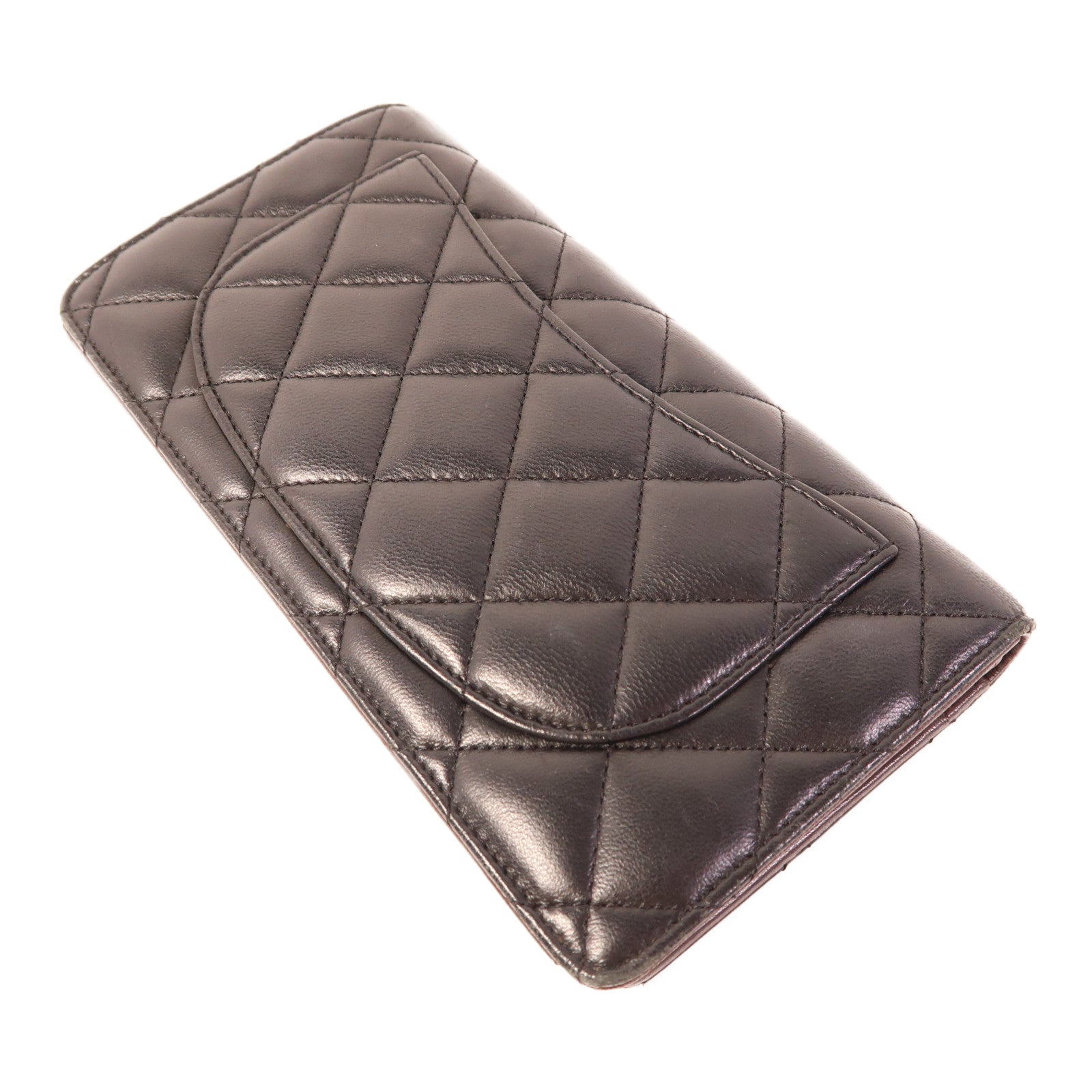 CHANEL 羊皮皮革Long Wallet銀扣長錢包