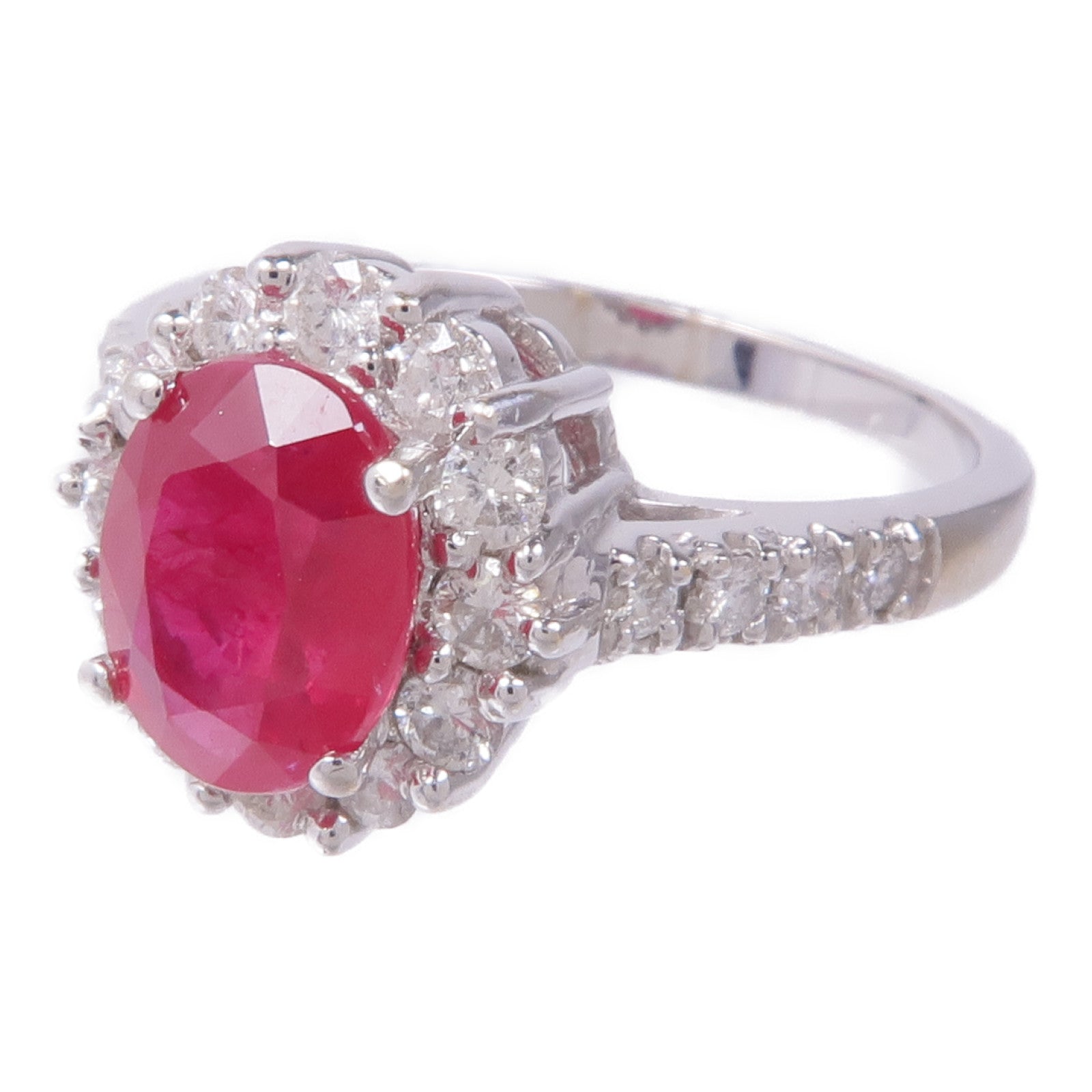 JEWELRY 18K白金Ruby Ring紅寶石/鑽石戒指US#7