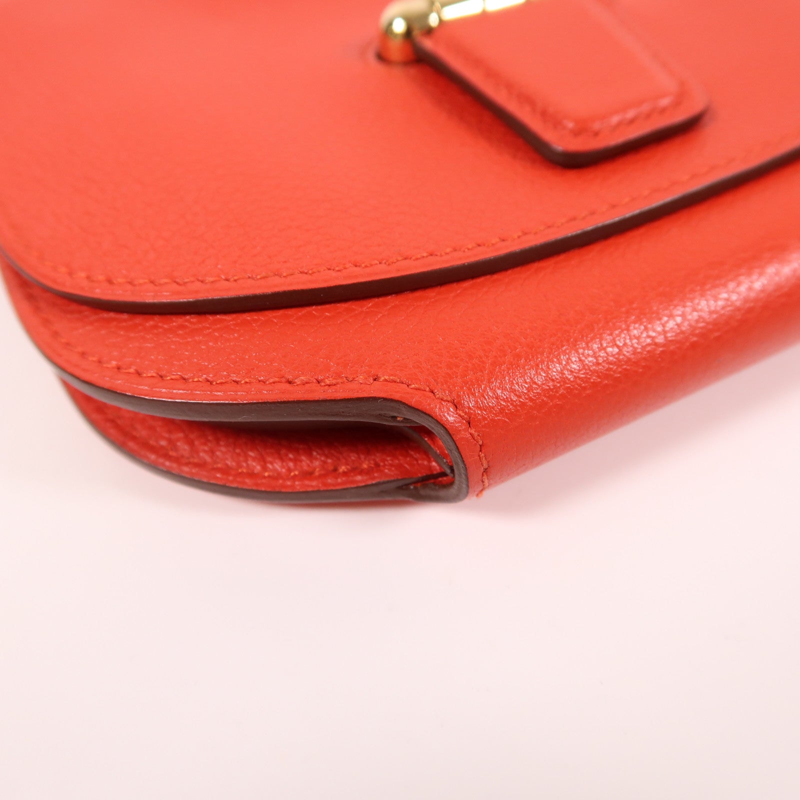 HERMES Evercolor皮革Mini Convoyeur金扣肩背袋蕃茄紅色
