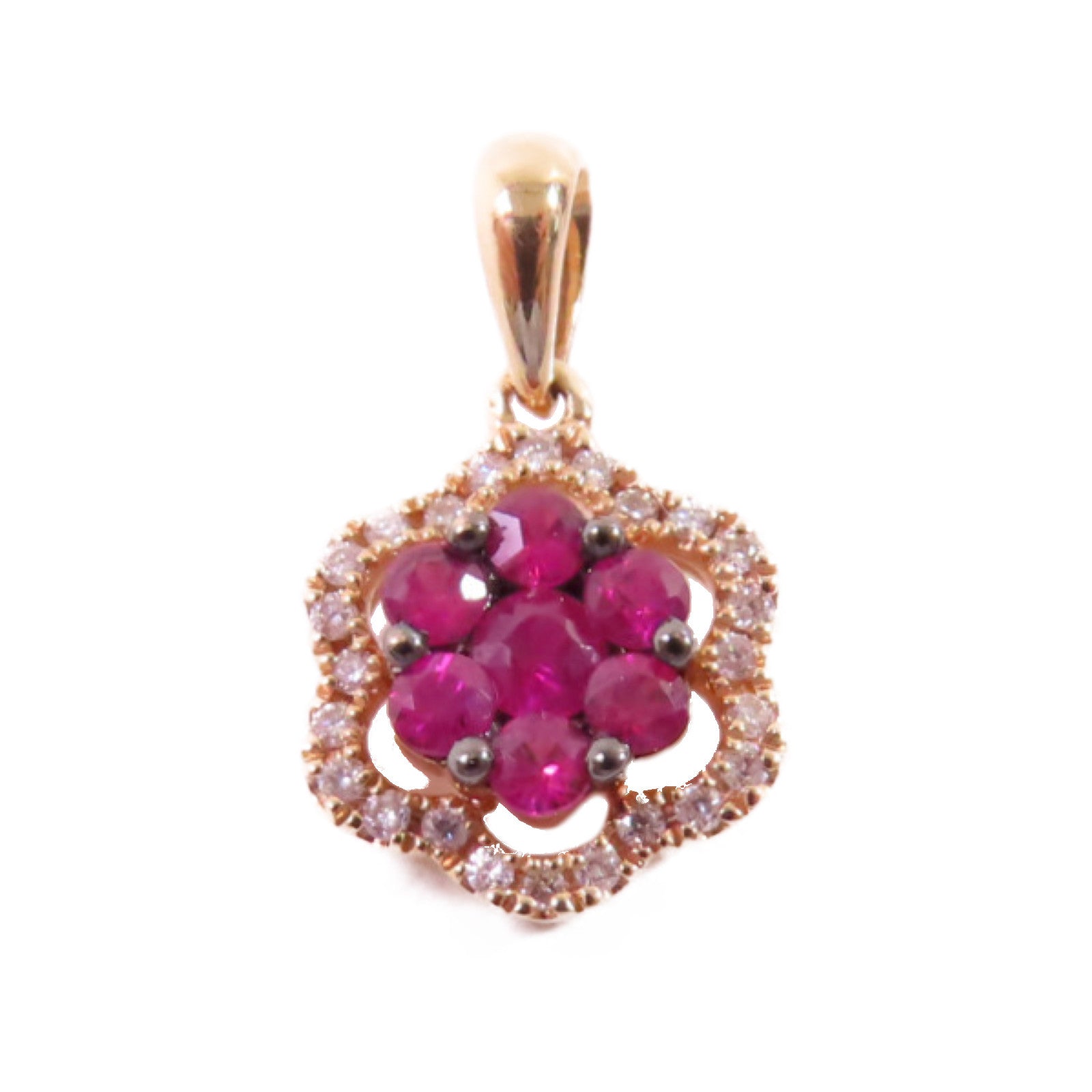 JEWELRY 【激減優惠】18K玫瑰金/紅寶石/0.8ct鑽石Ruby Diamond Pendant Top吊墜頭扣