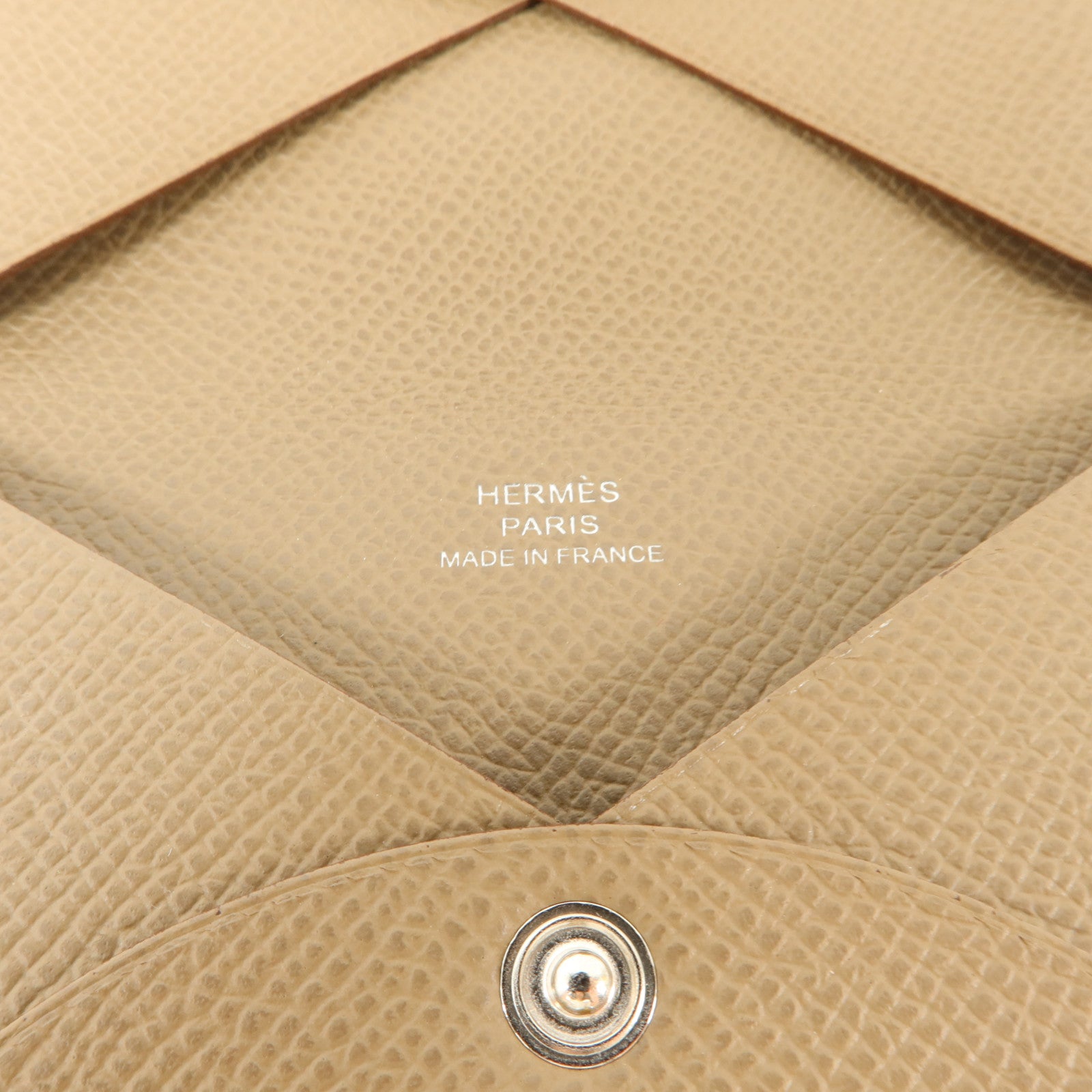 HERMES Epsom皮革Calvi Card Case卡片套Etoupe
