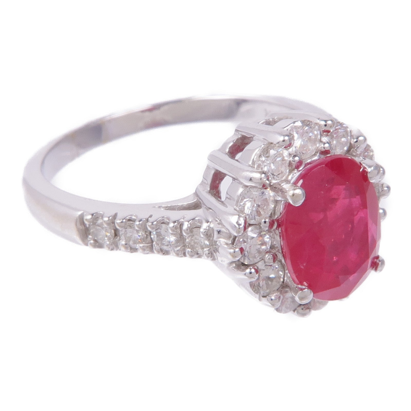 JEWELRY 18K白金Ruby Ring紅寶石/鑽石戒指US#7