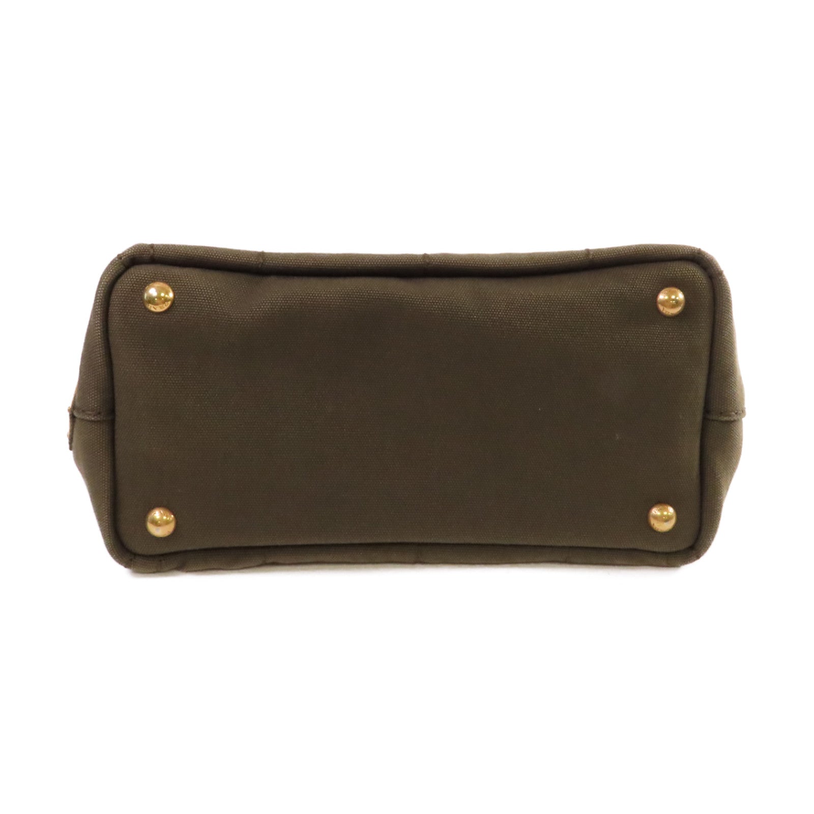 PRADA 帆布Canapa Shoulder Bag金扣手挽肩背兩用袋軍綠色