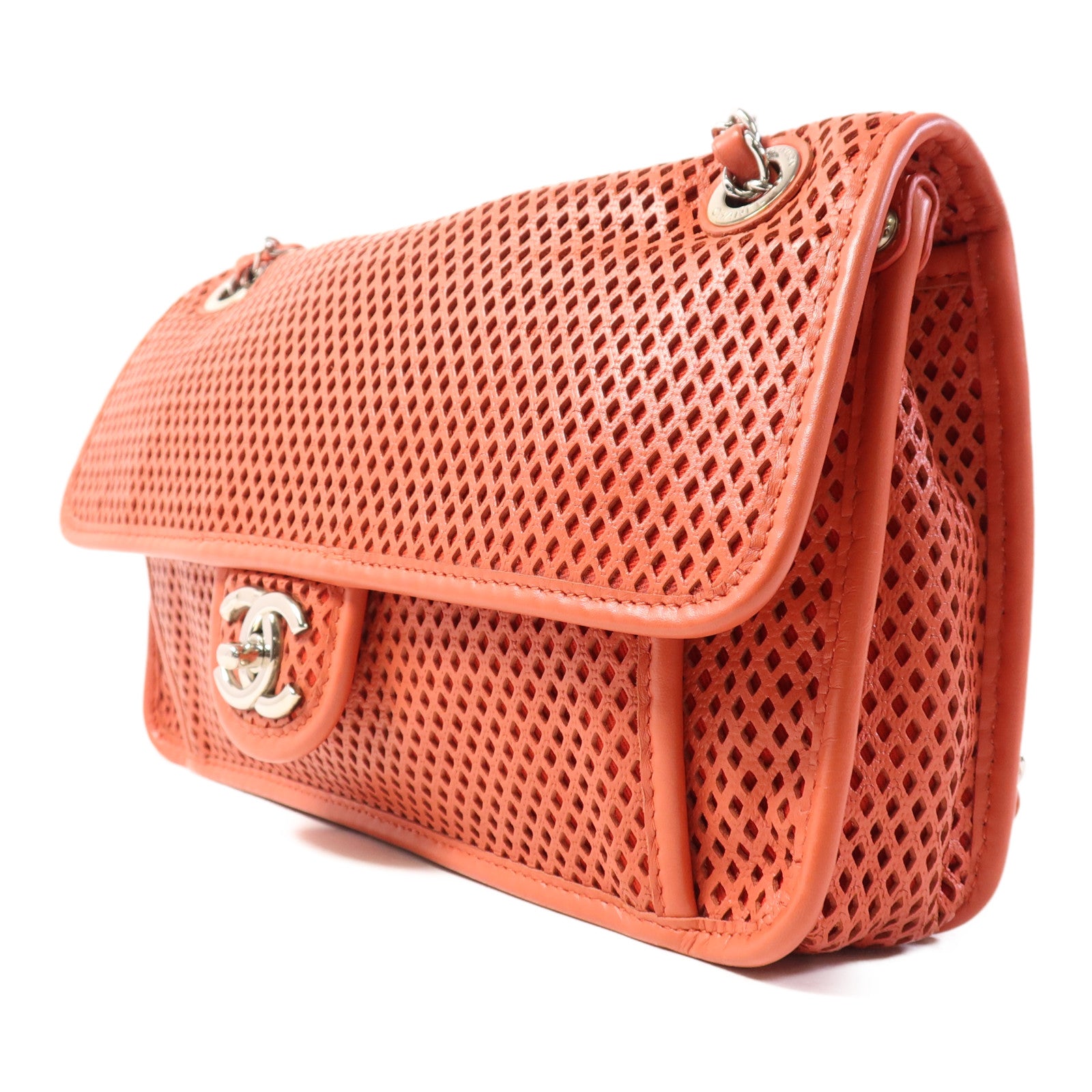 CHANEL 牛皮皮革Chain Shoulder銀扣鏈帶肩背袋