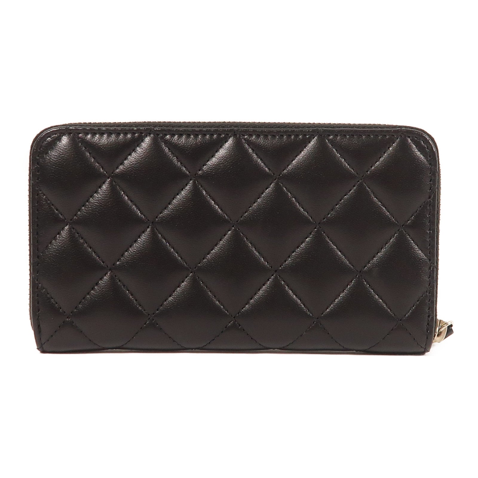 CHANEL 羊皮皮革Zipper Long Wallet銀扣長錢包