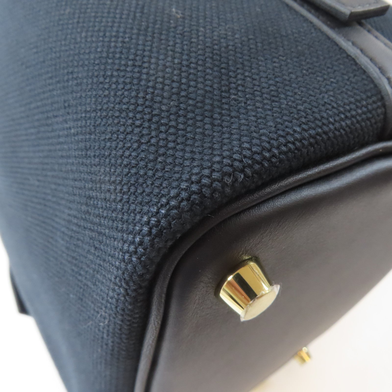 HERMES 帆布Picotin Cargo PM金扣手挽袋Noir/黑色