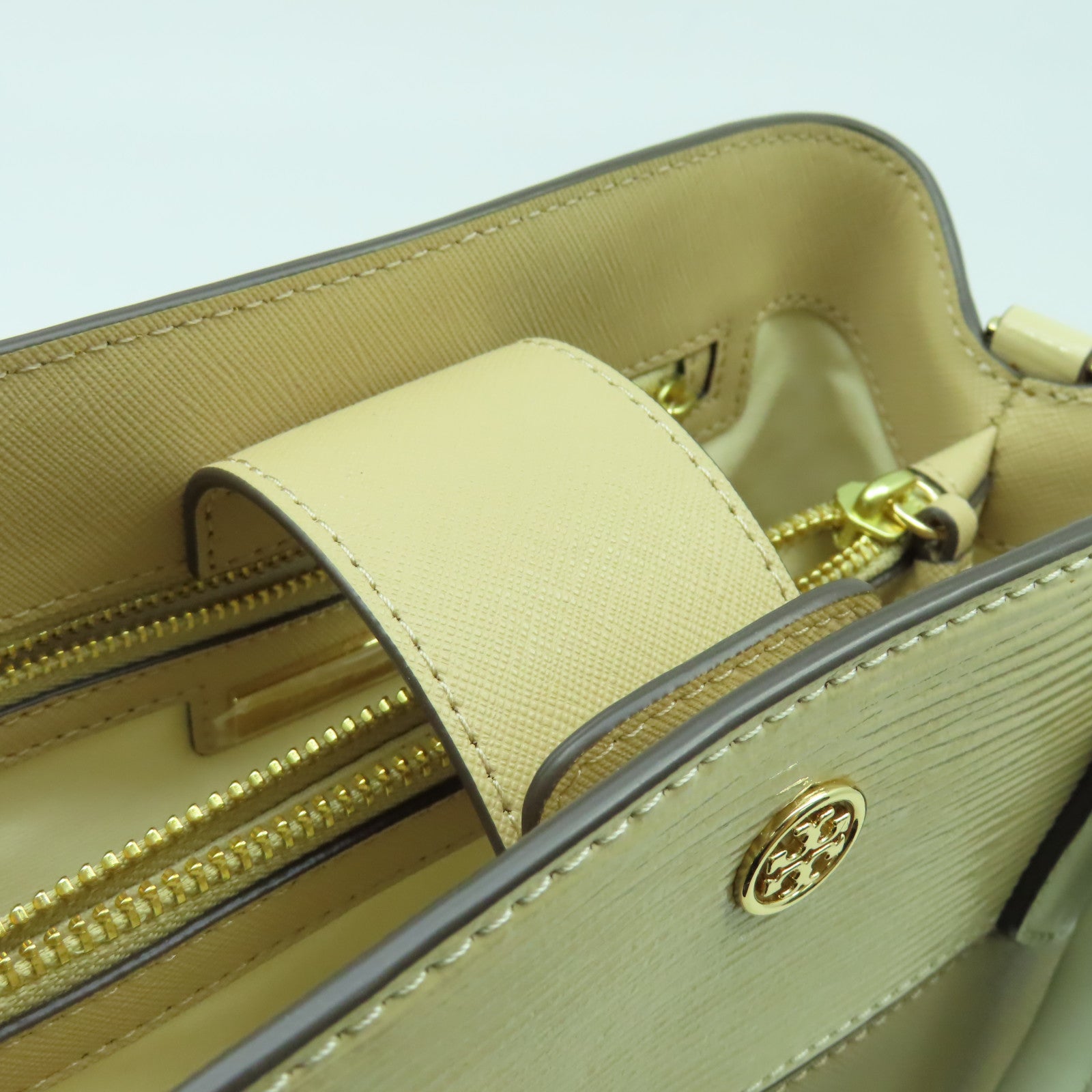 Tory Burch 牛皮皮革2 Way Shoulder Bag金扣手挽肩背兩用袋米色