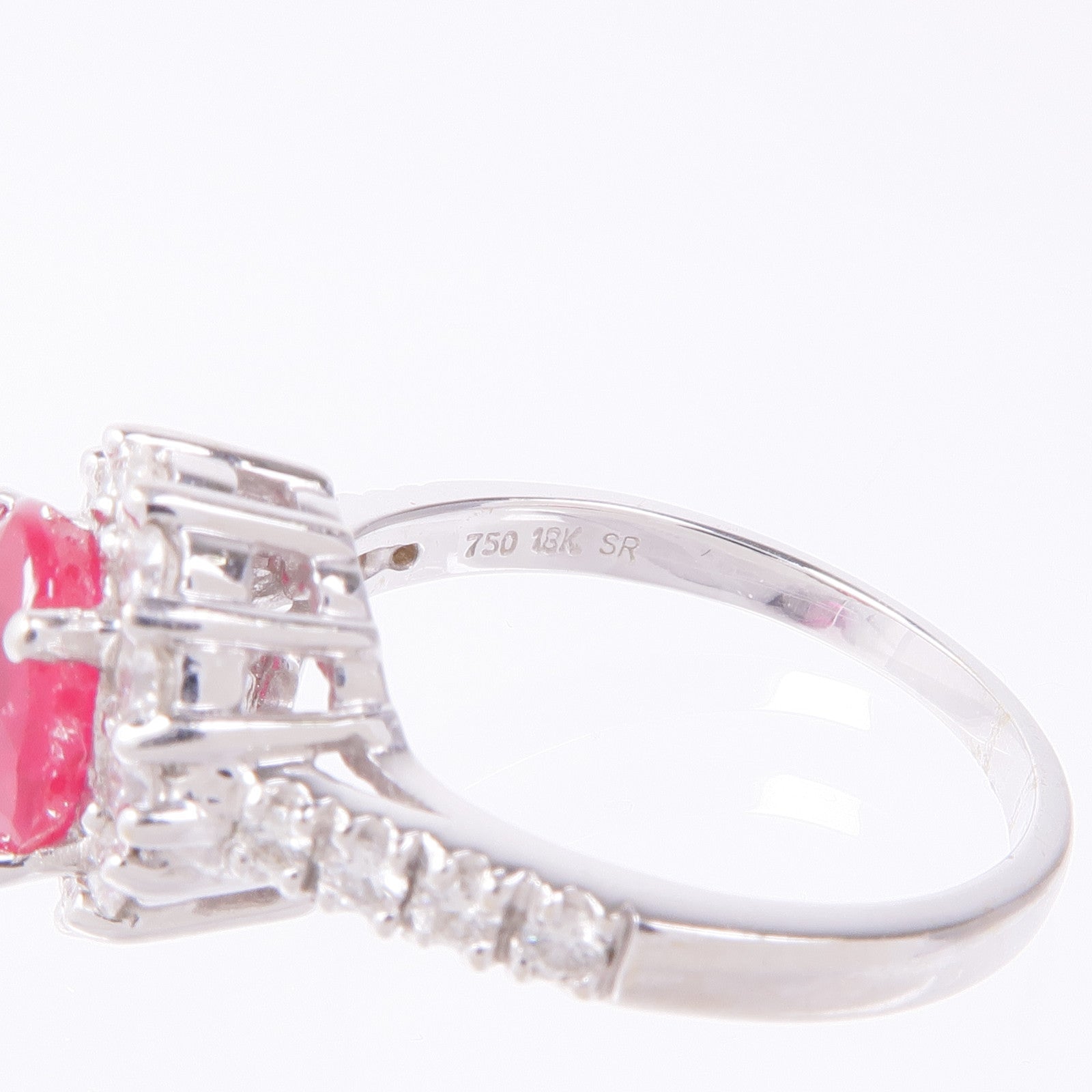 JEWELRY 18K白金Ruby Ring紅寶石/鑽石戒指US#7