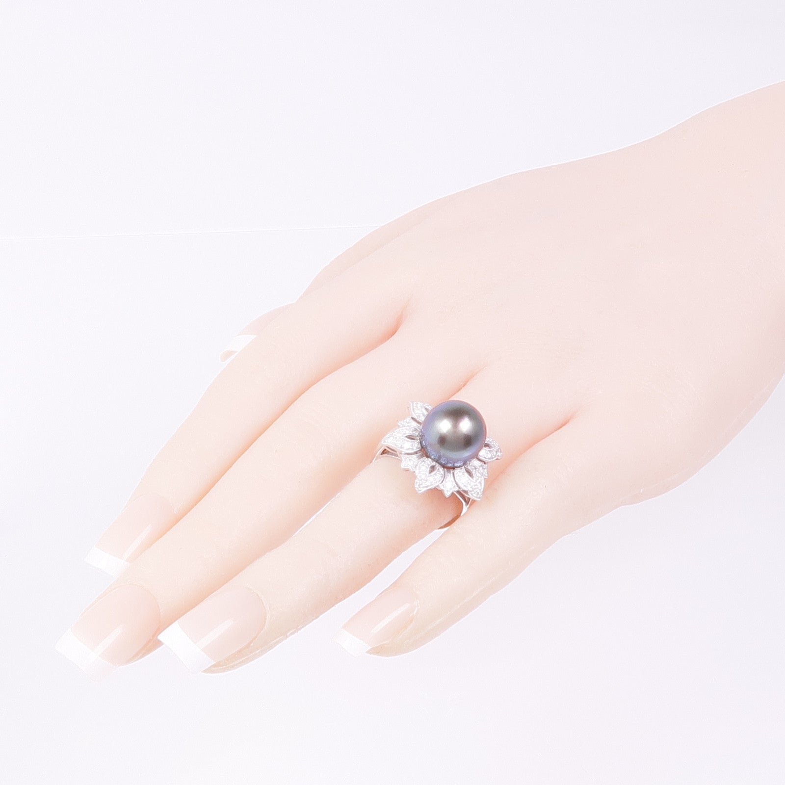 JEWELRY 【激減優惠】18K白金Pearl Diamond Ring珍珠鑽石戒指US#6.5