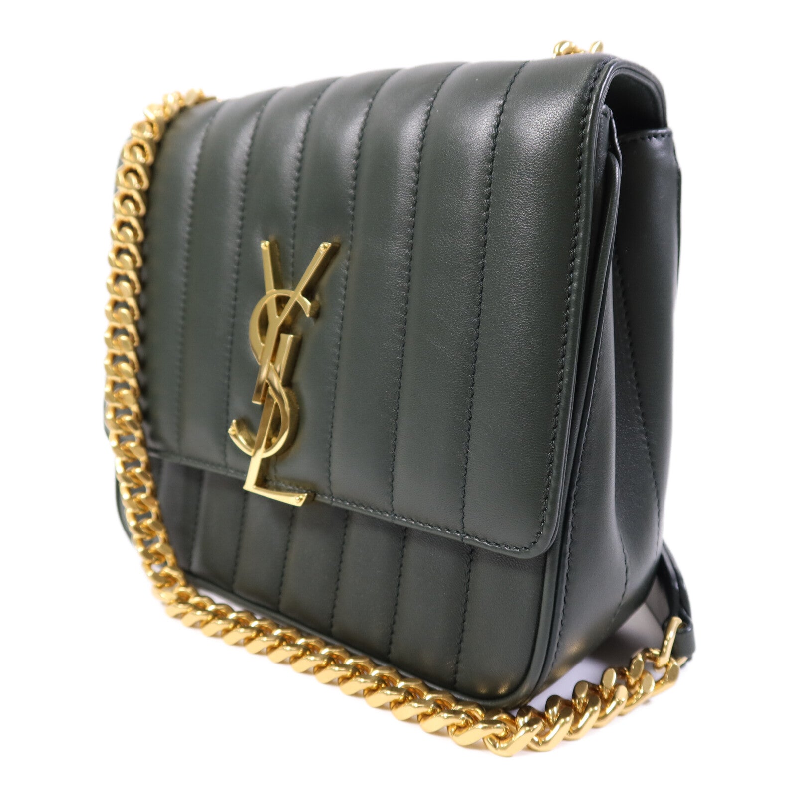 YVES SAINT LAURENT 羊皮皮革Vicky金扣鏈帶肩背袋