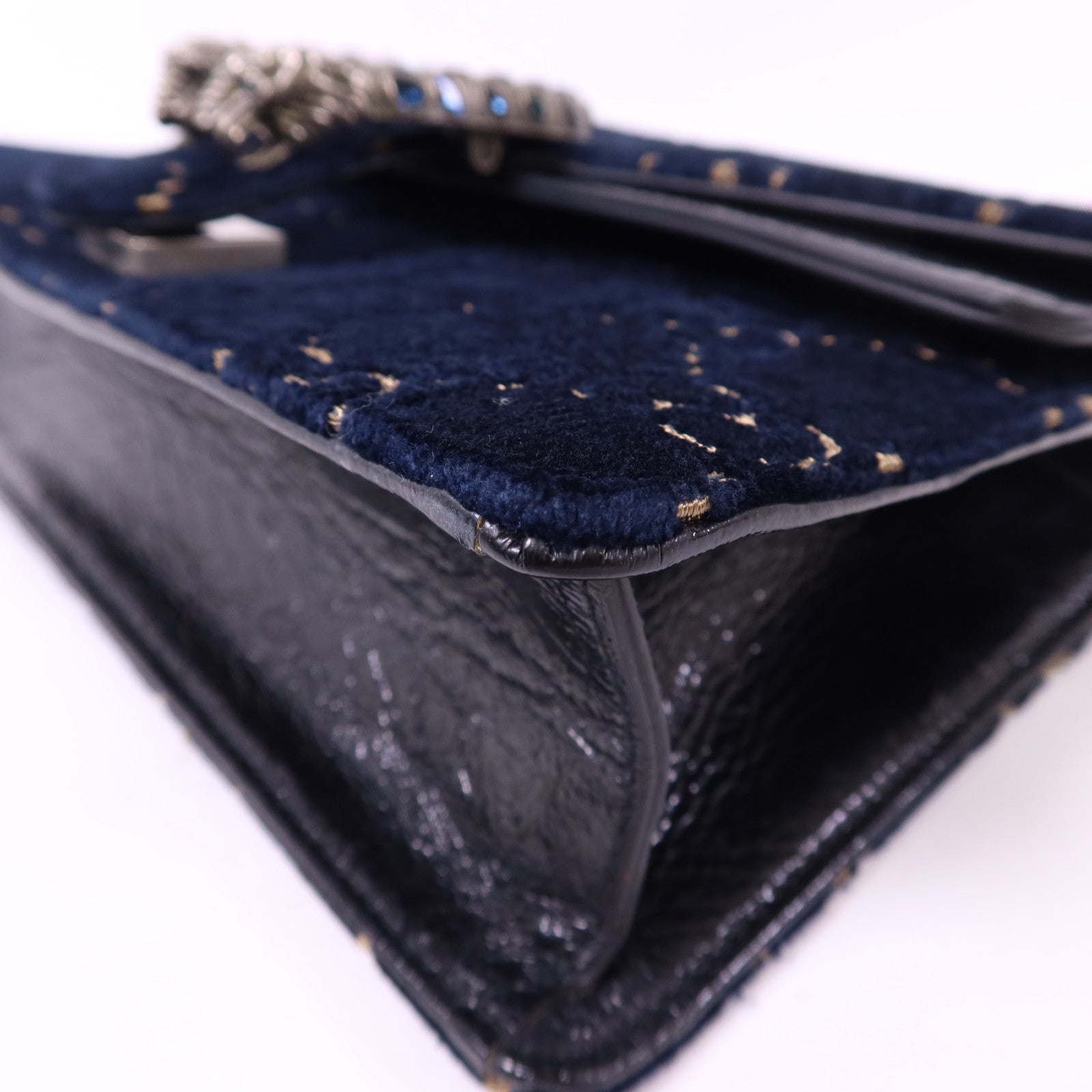 GUCCI 天鵝絨Dionysus Shoulder Bag銀扣鏈帶肩背袋