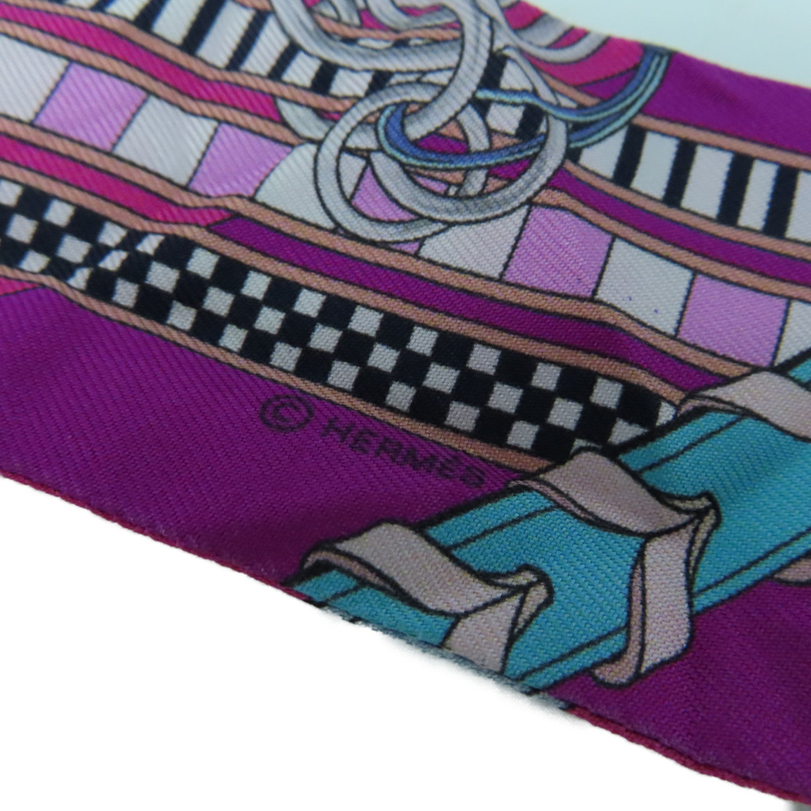 HERMES 【激減優惠】絲質Twilly Scarf絲巾藍色/紅色