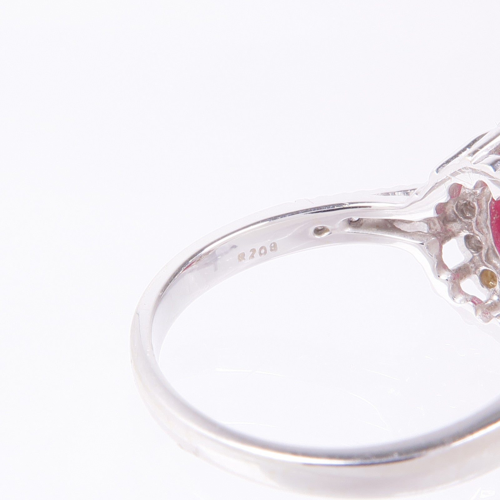 JEWELRY 18K白金Ruby Ring紅寶石/鑽石戒指US#7