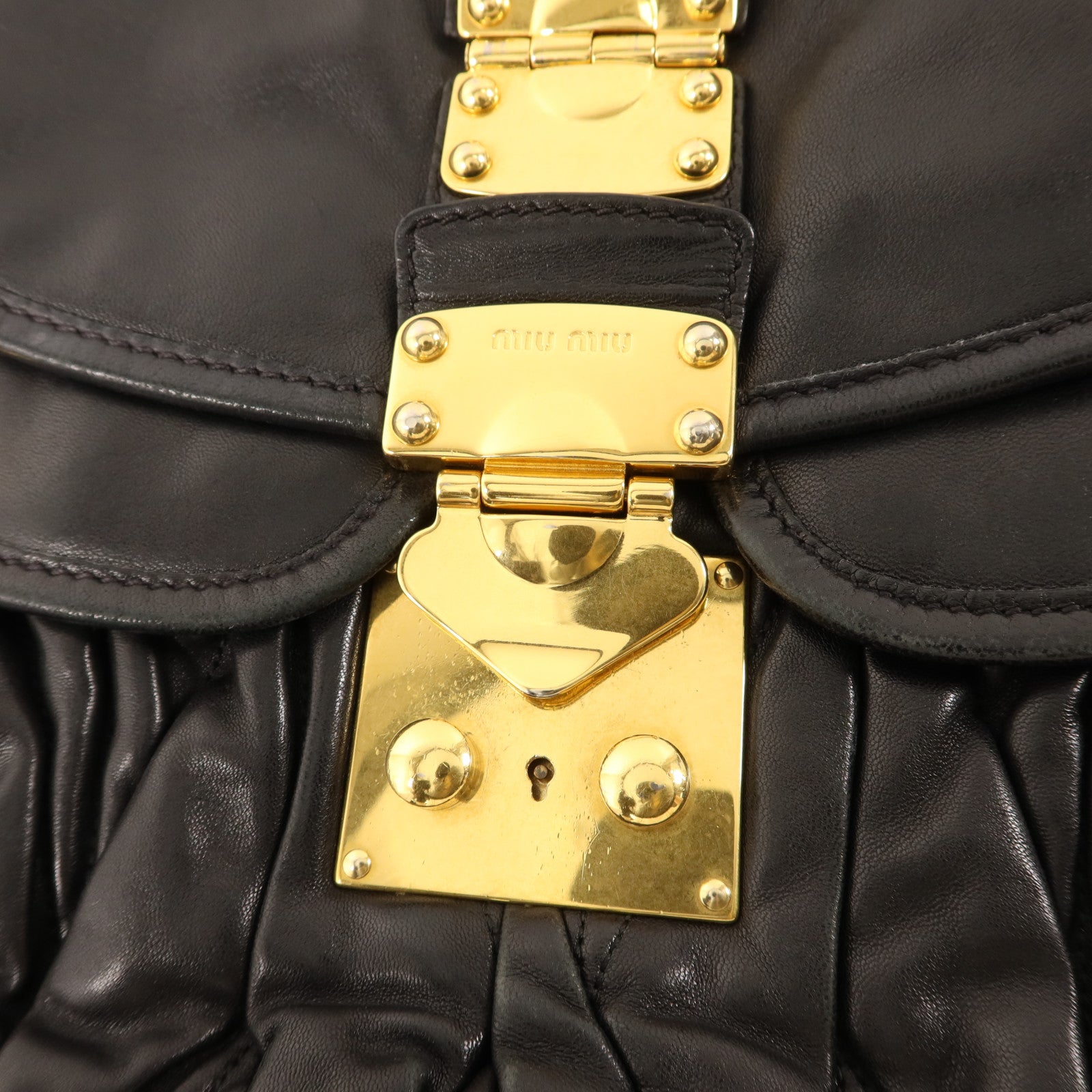 Miu Miu 羊皮皮革2Way Shoulder Bag金扣手挽肩背兩用袋