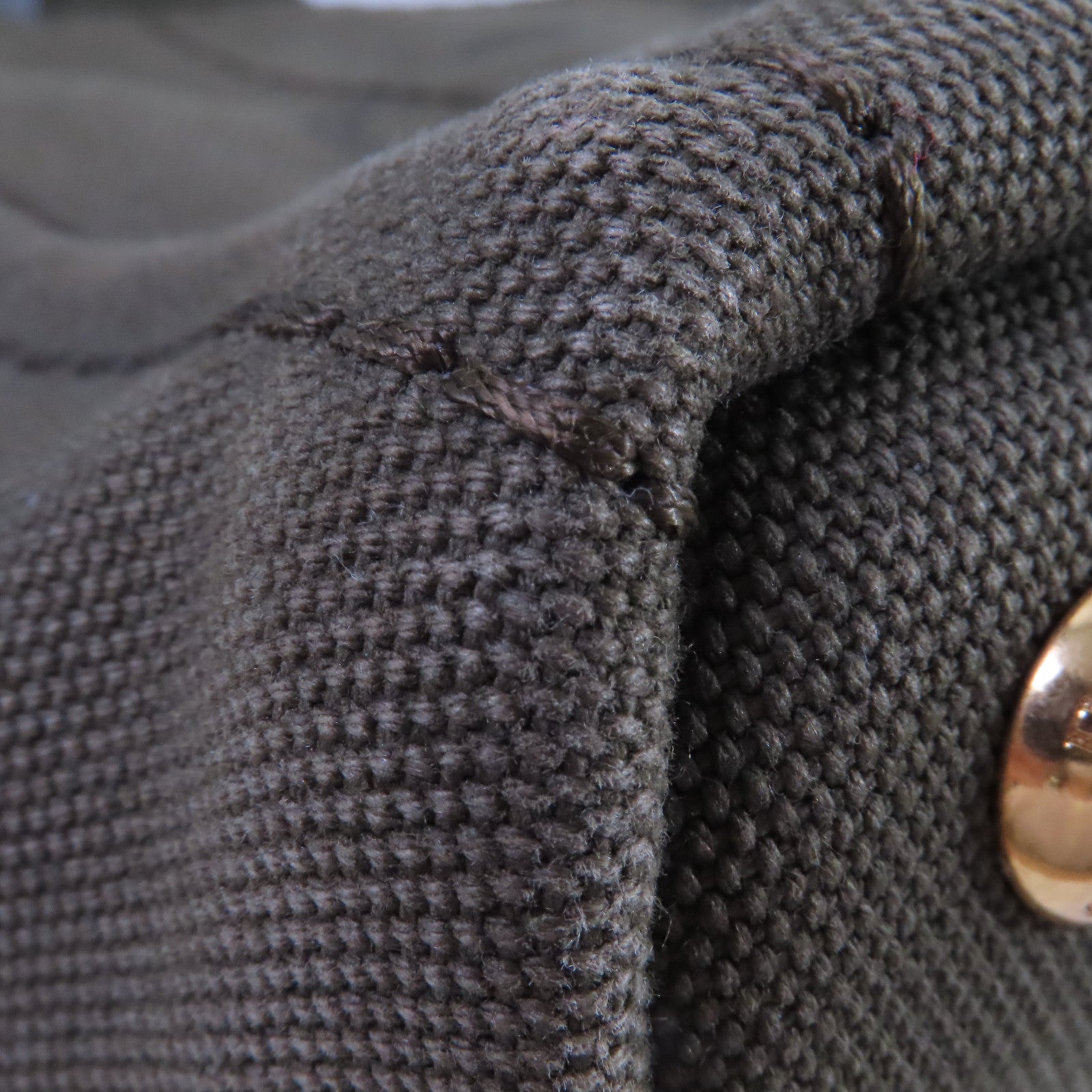 PRADA 帆布Canapa Shoulder Bag金扣手挽肩背兩用袋軍綠色