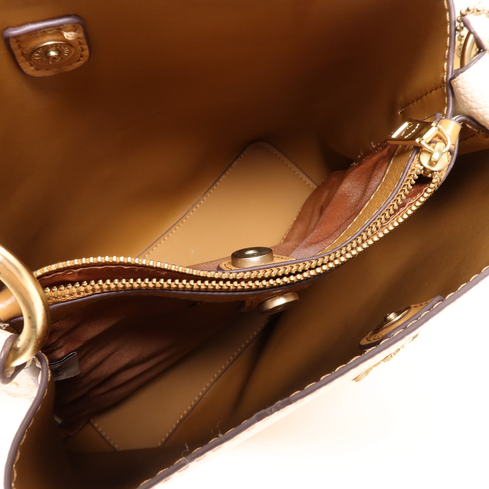 COACH 牛皮皮革2 Way Shoulder Bag金扣手挽肩背兩用袋