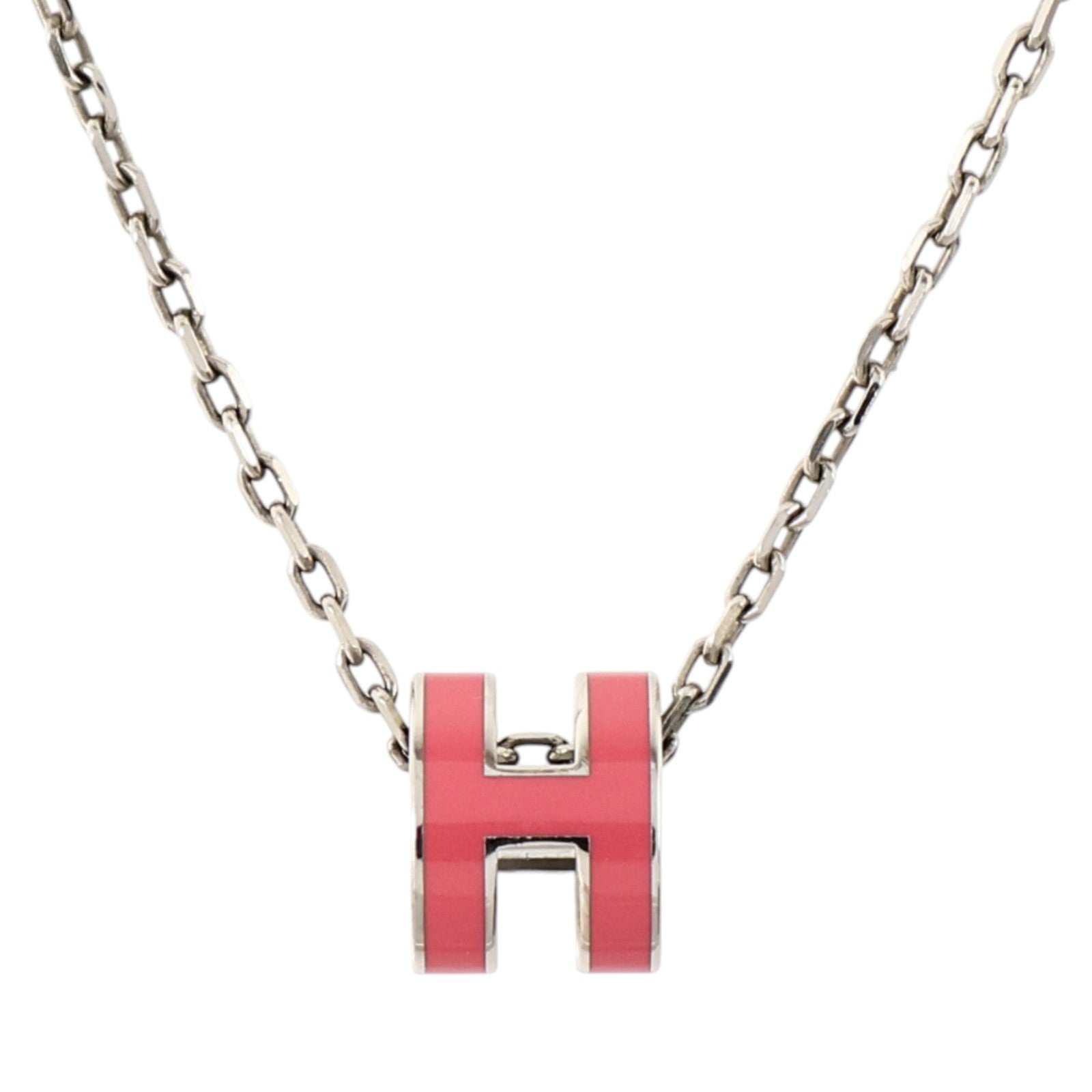 HERMES 金屬/琺瑯Mini Pop H Necklace項鏈Rose Azalee