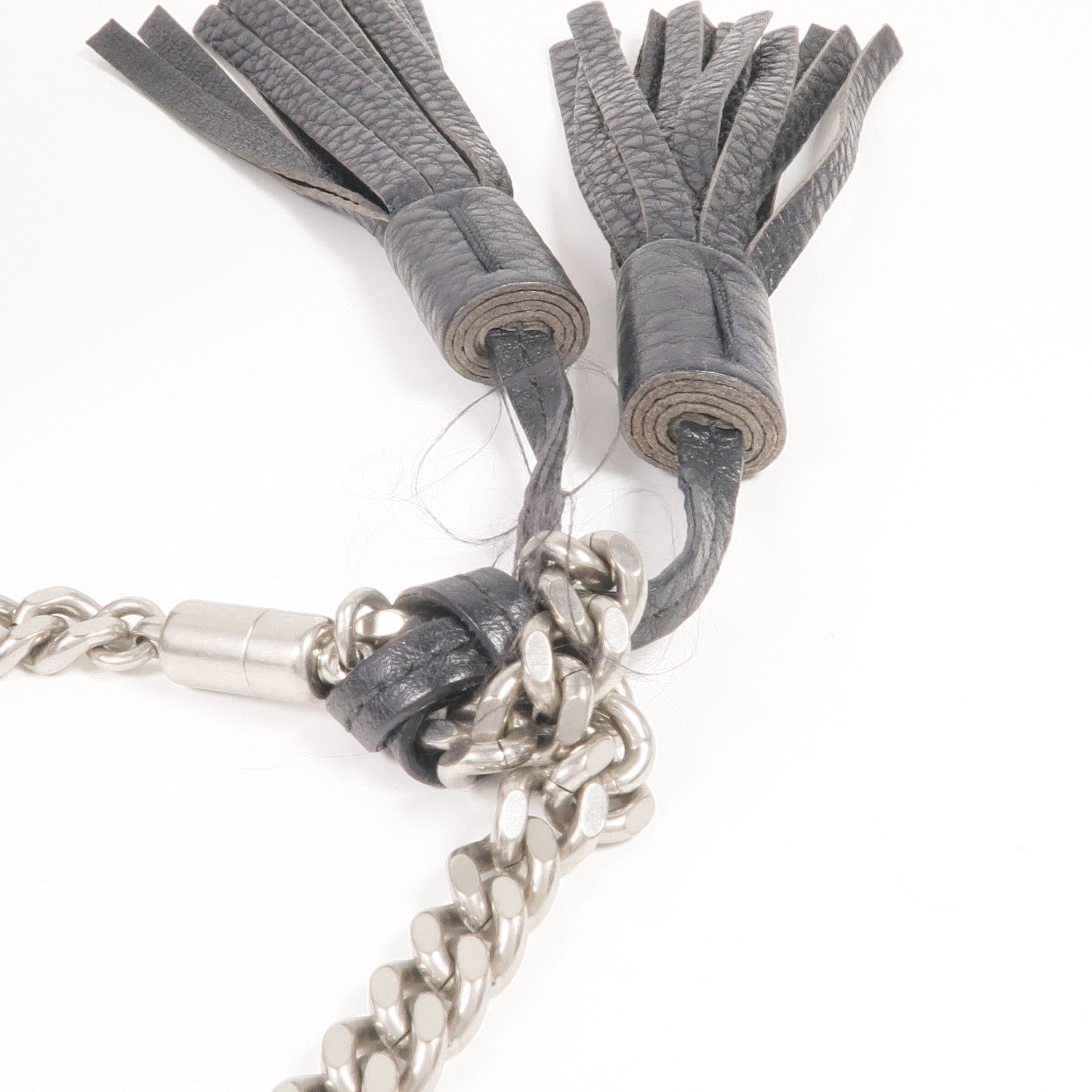 GUCCI 牛皮皮革Stud Bamboo Shoulder Bag銀扣鏈帶肩背袋