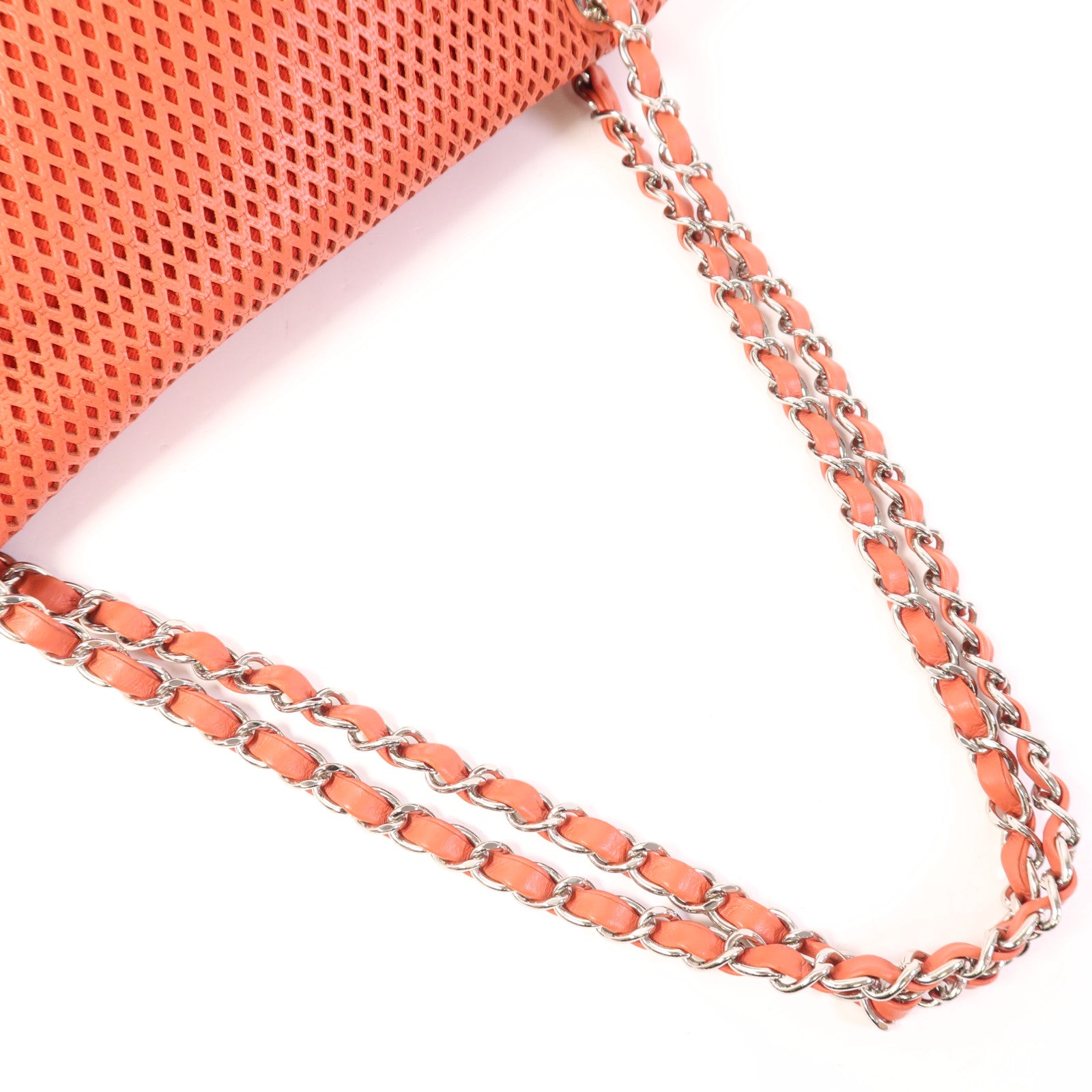 CHANEL 牛皮皮革Chain Shoulder銀扣鏈帶肩背袋