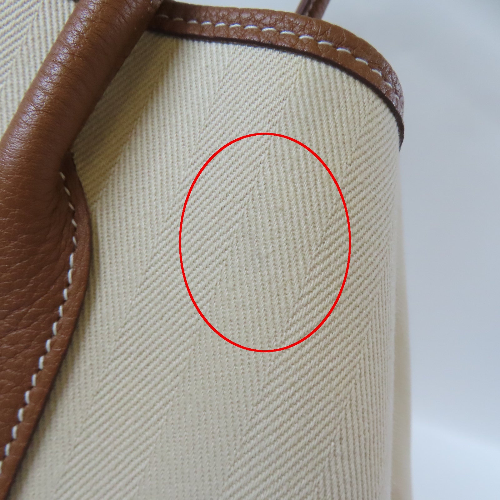 HERMES 帆布Garden Party PM銀扣手挽袋Gold/啡色