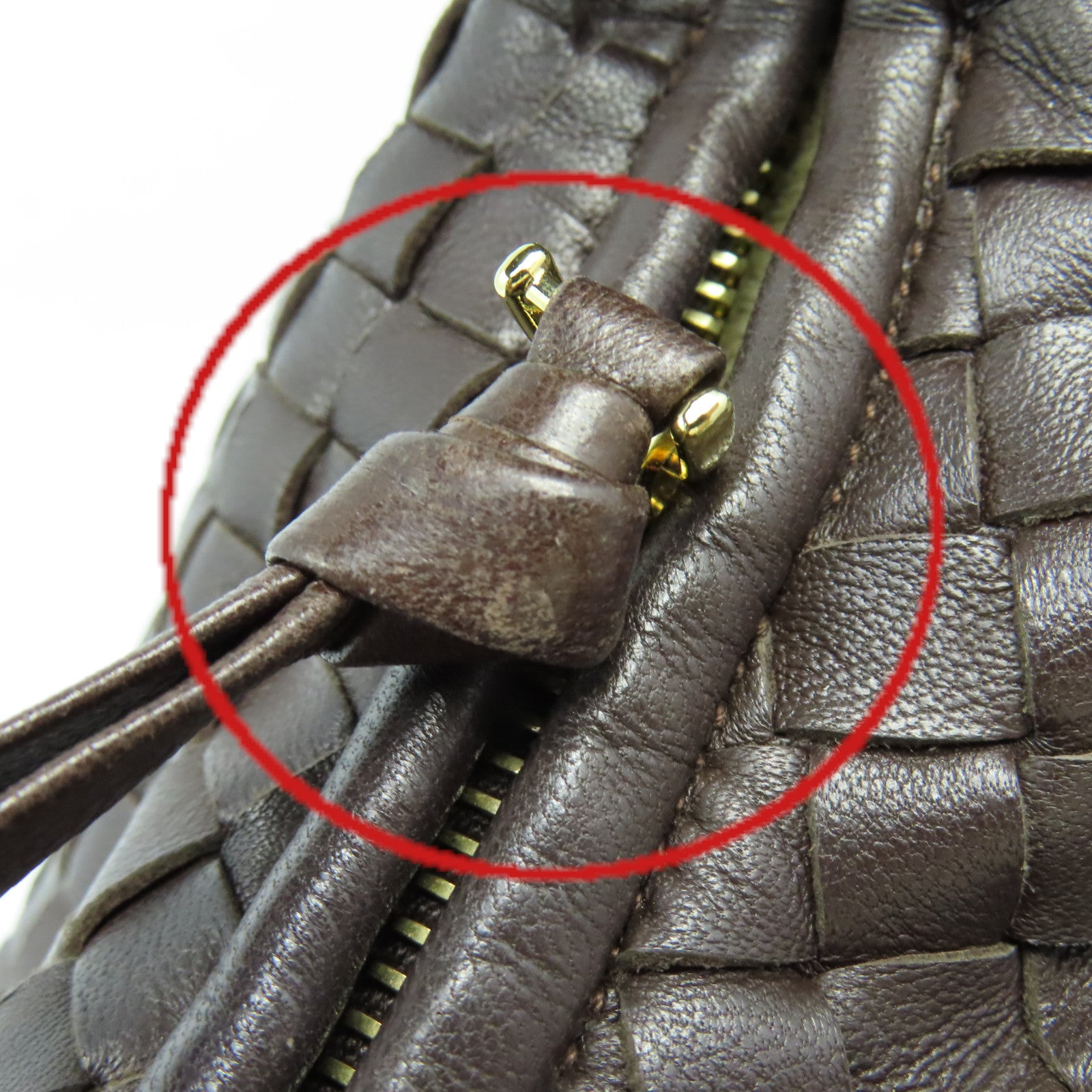 BOTTEGA VENETA 織紋皮革Hand Bag手挽袋啡色