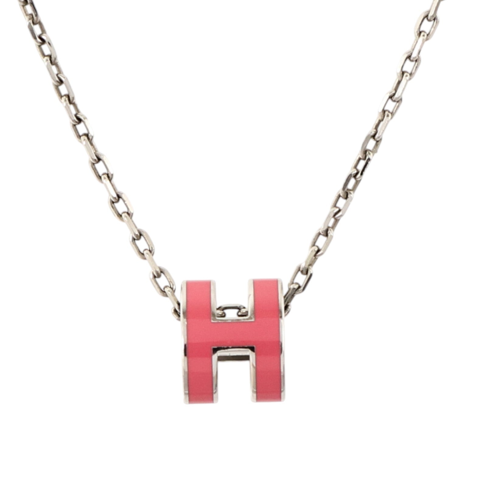 HERMES 金屬/琺瑯Mini Pop H Necklace項鏈Rose Azalee
