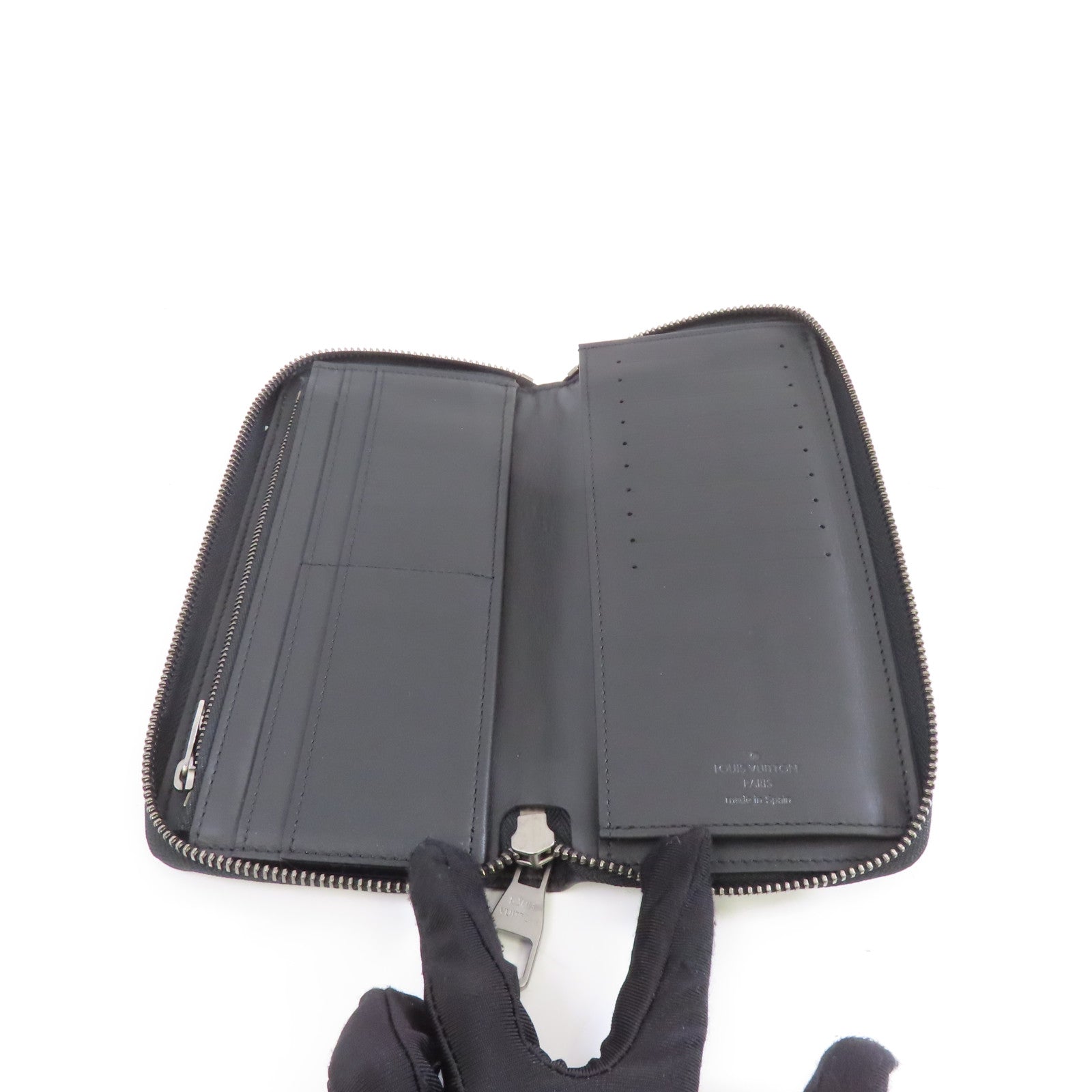 LOUIS VUITTON Damier Infini Zippy Long Wallet銀扣長錢包黑色