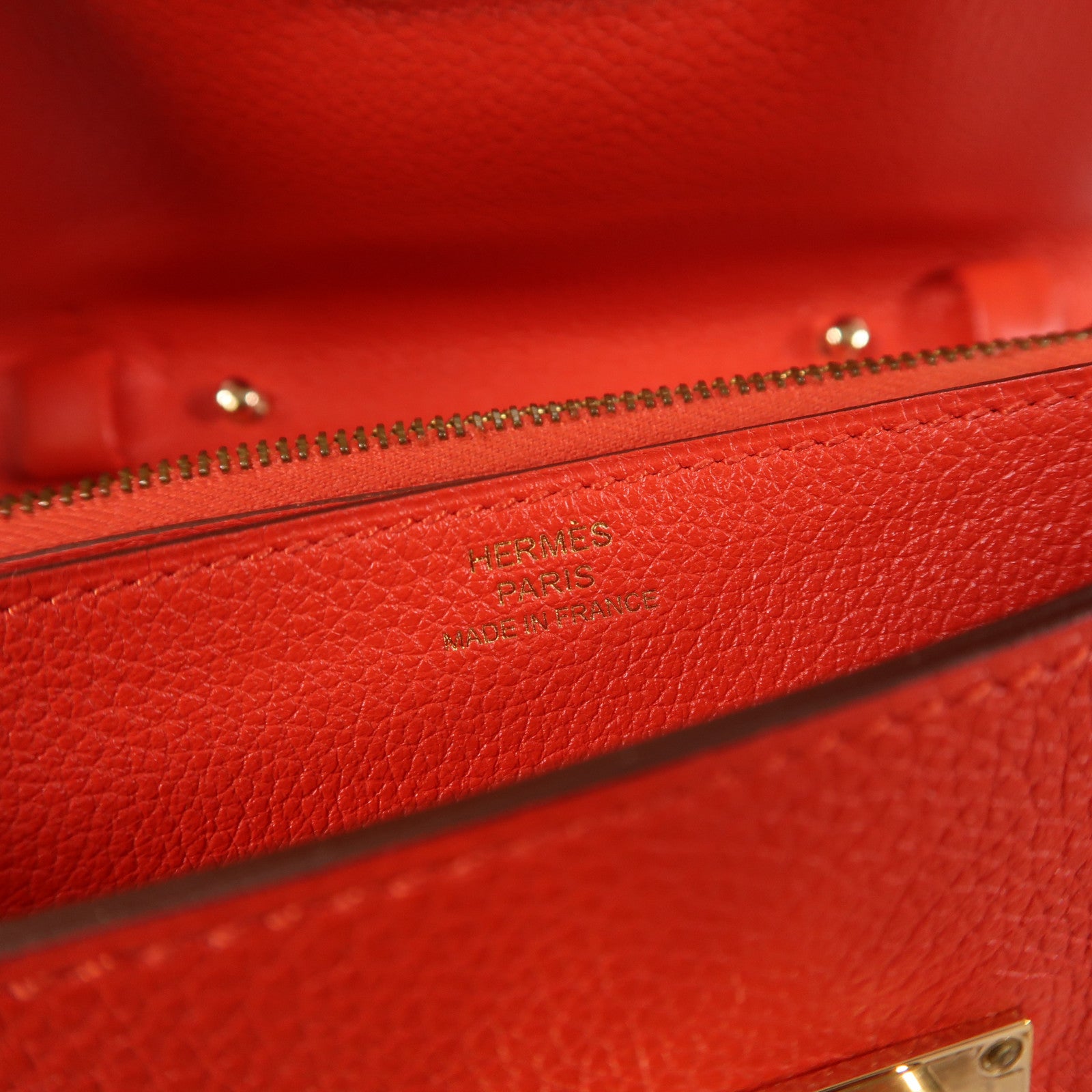 HERMES Evercolor皮革Mini Convoyeur金扣肩背袋蕃茄紅色