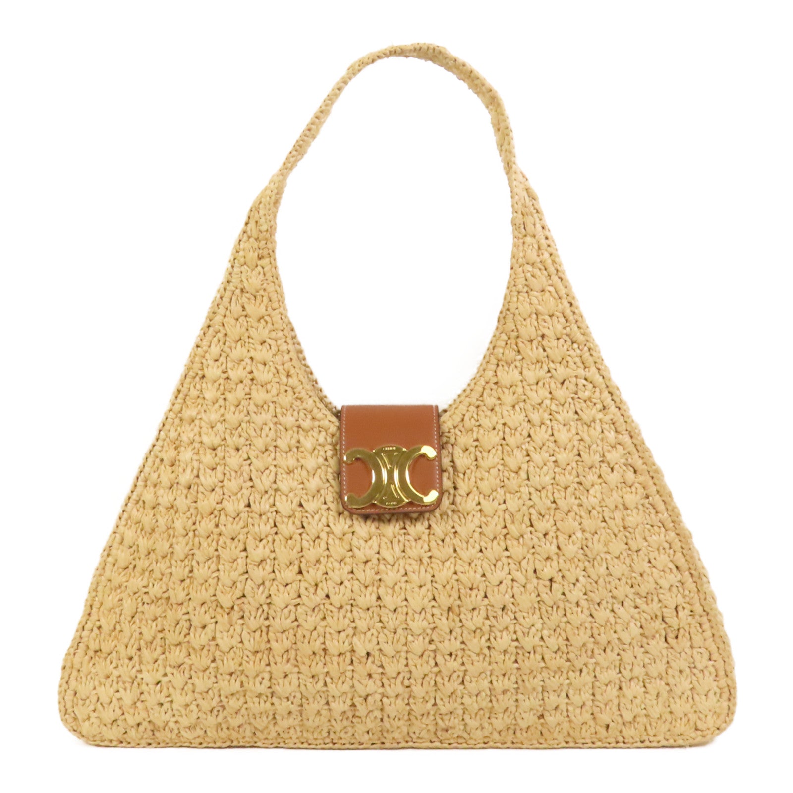 CELINE Raffia牛皮皮革 Cabas Triangle肩背袋