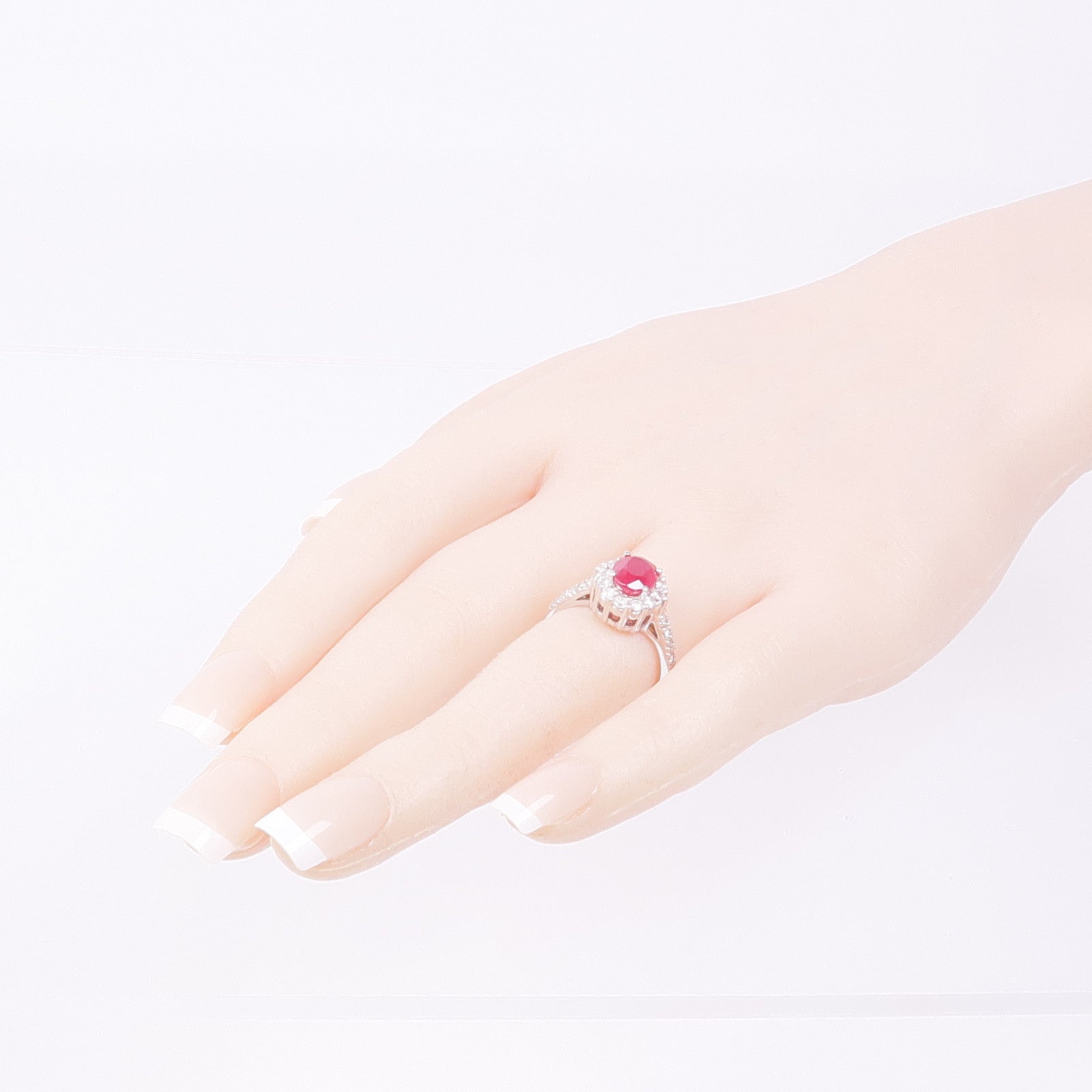 JEWELRY 18K白金Ruby Ring紅寶石/鑽石戒指US#7