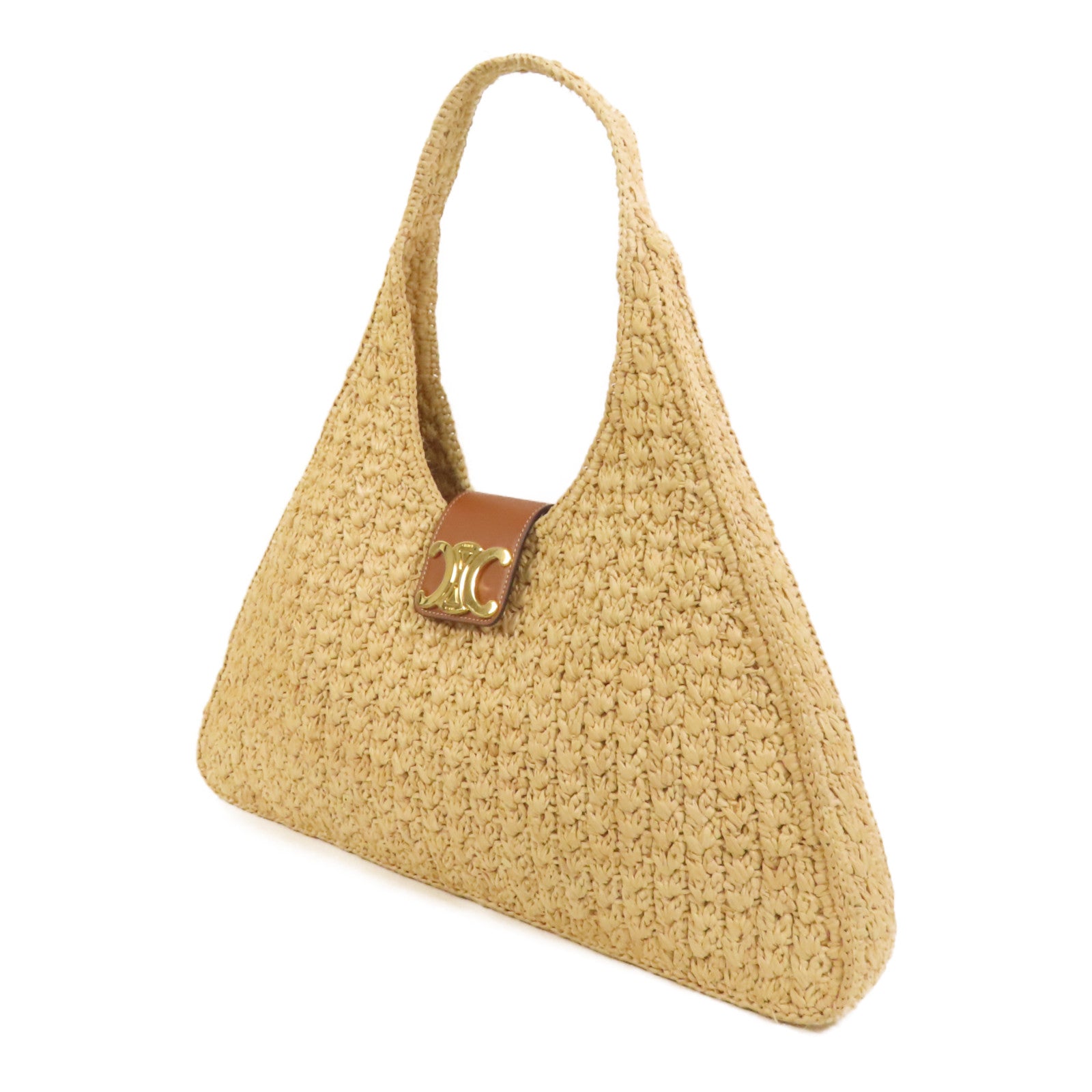CELINE Raffia牛皮皮革 Cabas Triangle肩背袋