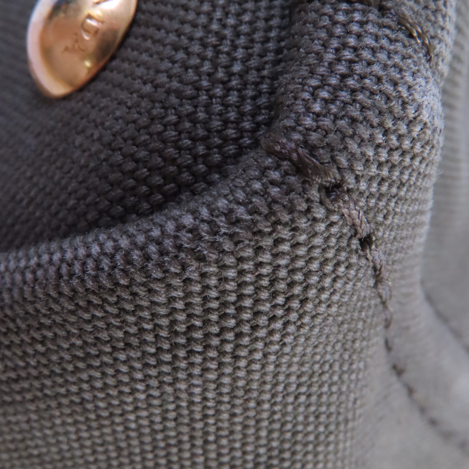 PRADA 帆布Canapa Shoulder Bag金扣手挽肩背兩用袋軍綠色