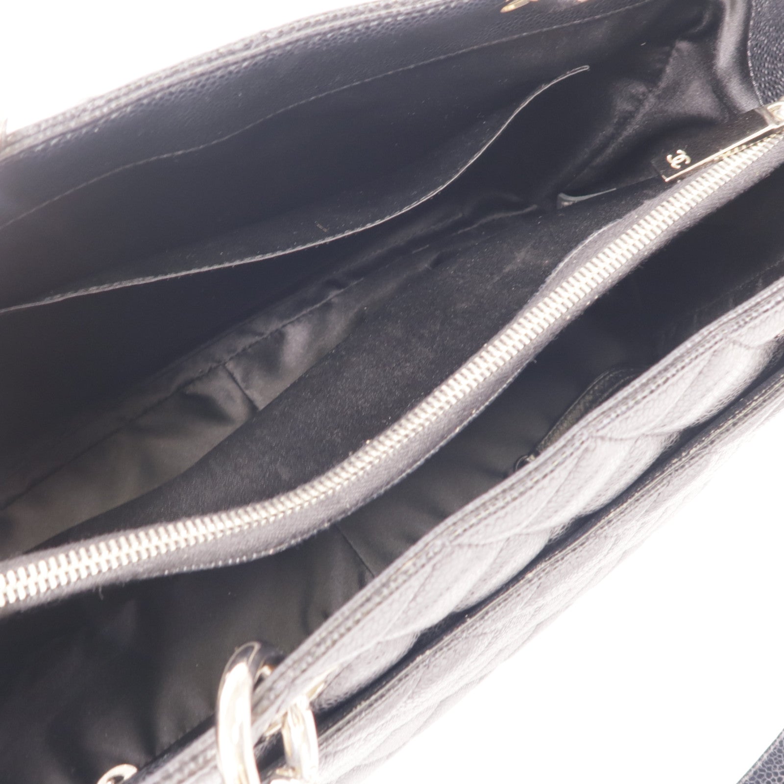 CHANEL 【激減優惠】牛皮皮革GST Grand Shopping Tote Bag銀扣鏈帶肩背袋
