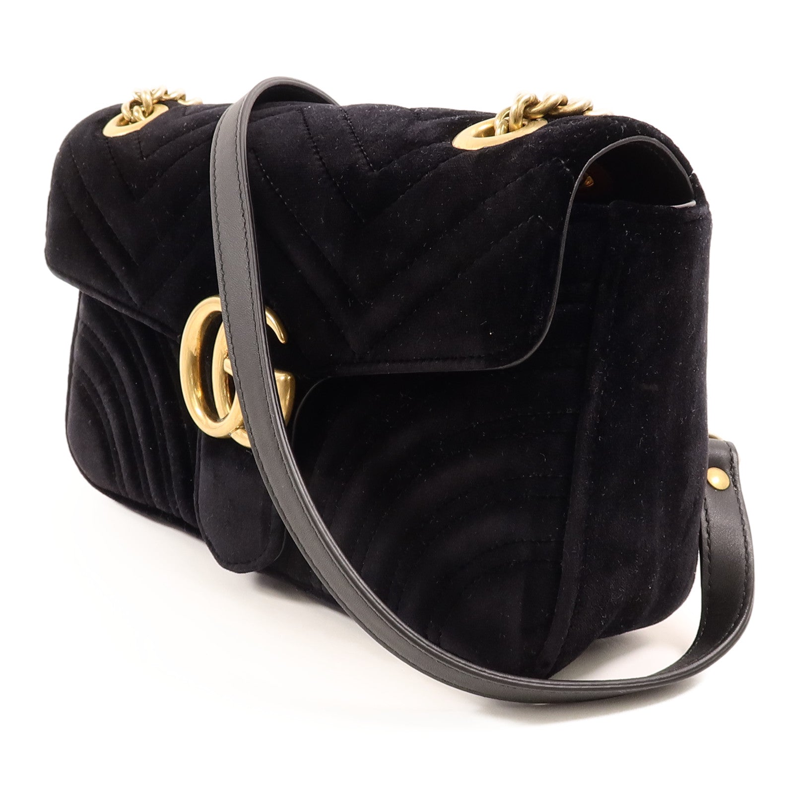 GUCCI 天鵝絨GG Marmont Shoulder Bag鏈帶肩背袋