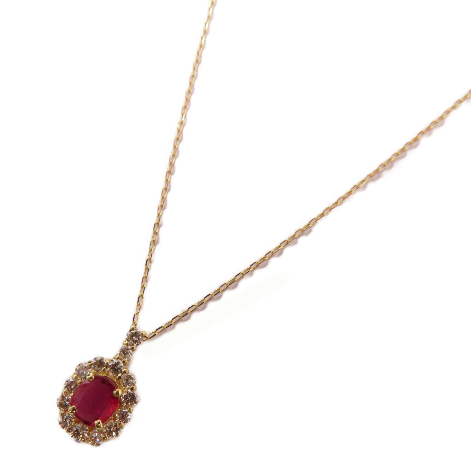 JEWELRY 【激減優惠】18K黃金Ruby Diamond Necklace 0.28ct紅寶石/0.26ct鑽石項鍊