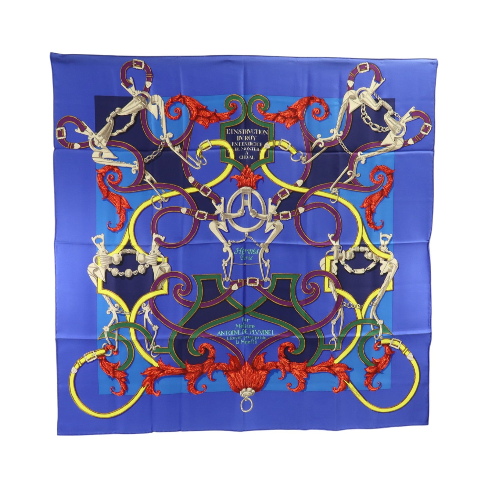 HERMES 絲質Carre 90 Scarf絲巾Bleu Royal