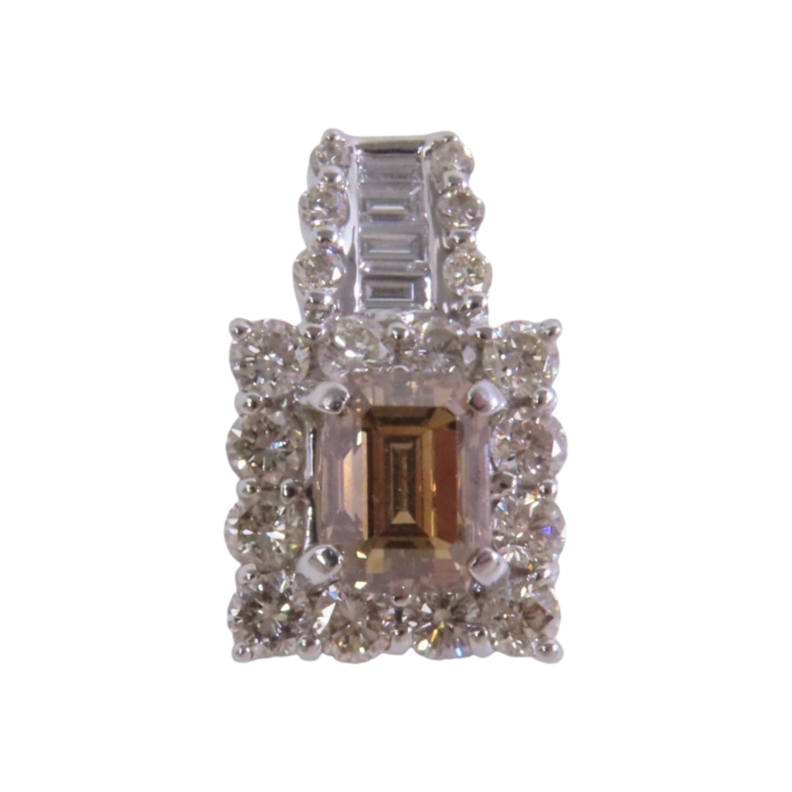 JEWELRY PT950鉑金Brown Diamond Pendant Top鑽石吊墜頭扣