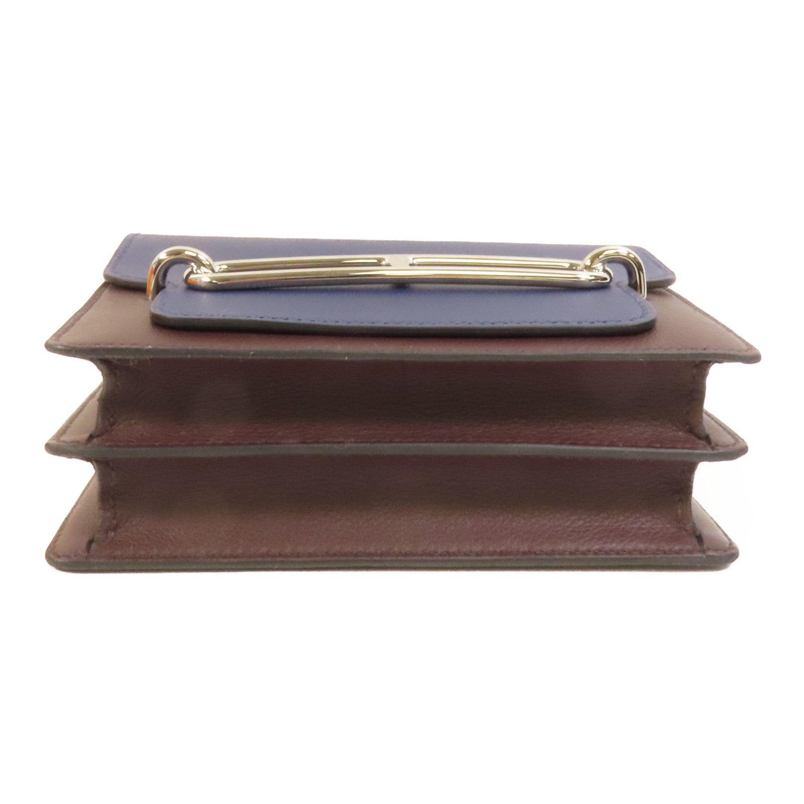 HERMES Evercolor皮革Mini Roulis銀扣肩背袋Rouge Sellier/Bleu Saphir