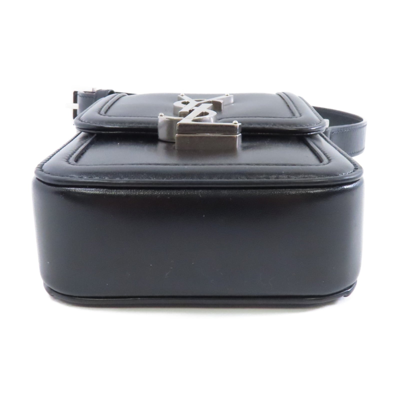 SAINT LAURENT 牛皮皮革Solferino Bag銀扣肩背袋黑色