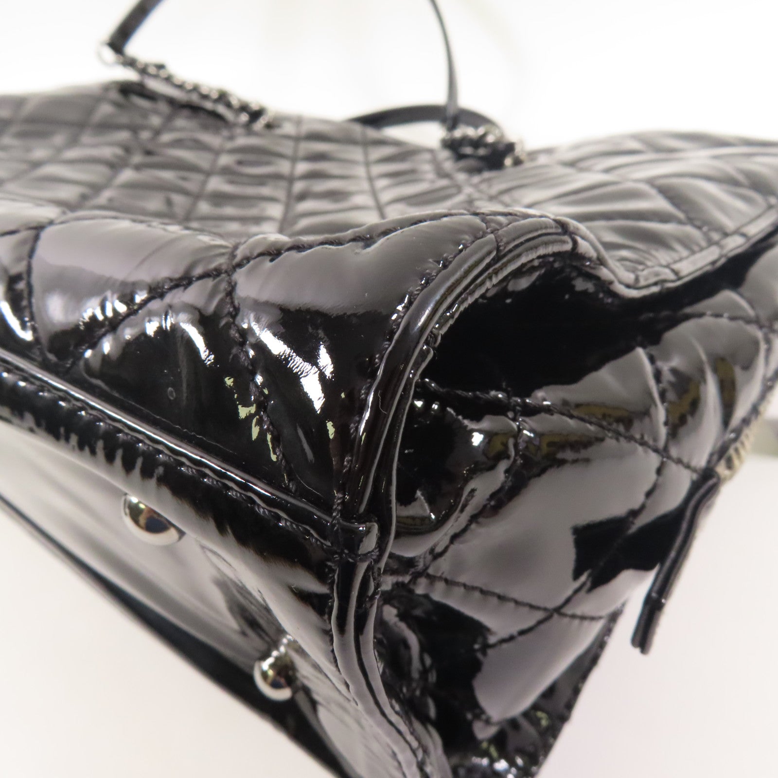 CHANEL 漆皮皮革Shoulder Tote銀扣肩背袋/手挽袋