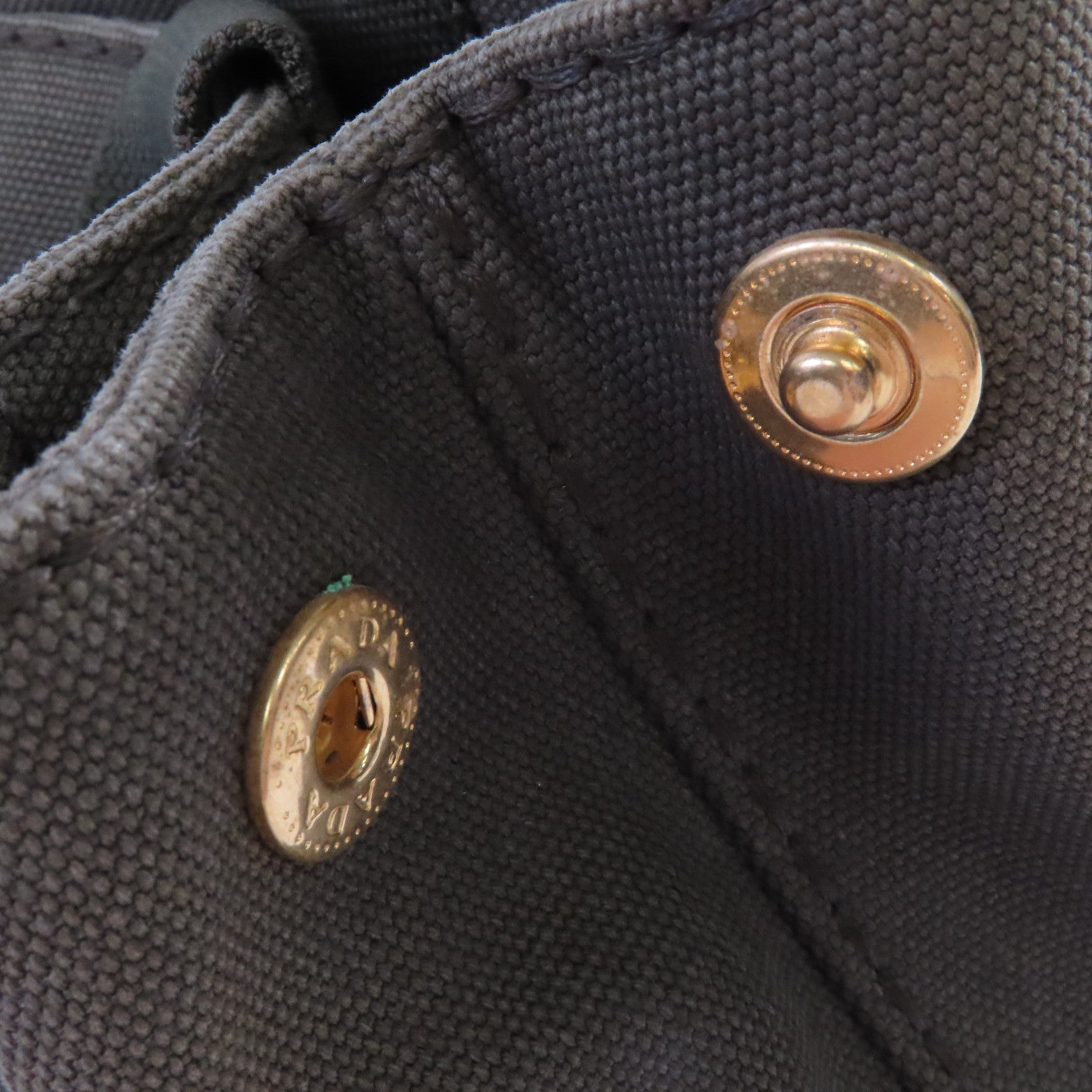 PRADA 帆布Canapa Shoulder Bag金扣手挽肩背兩用袋軍綠色