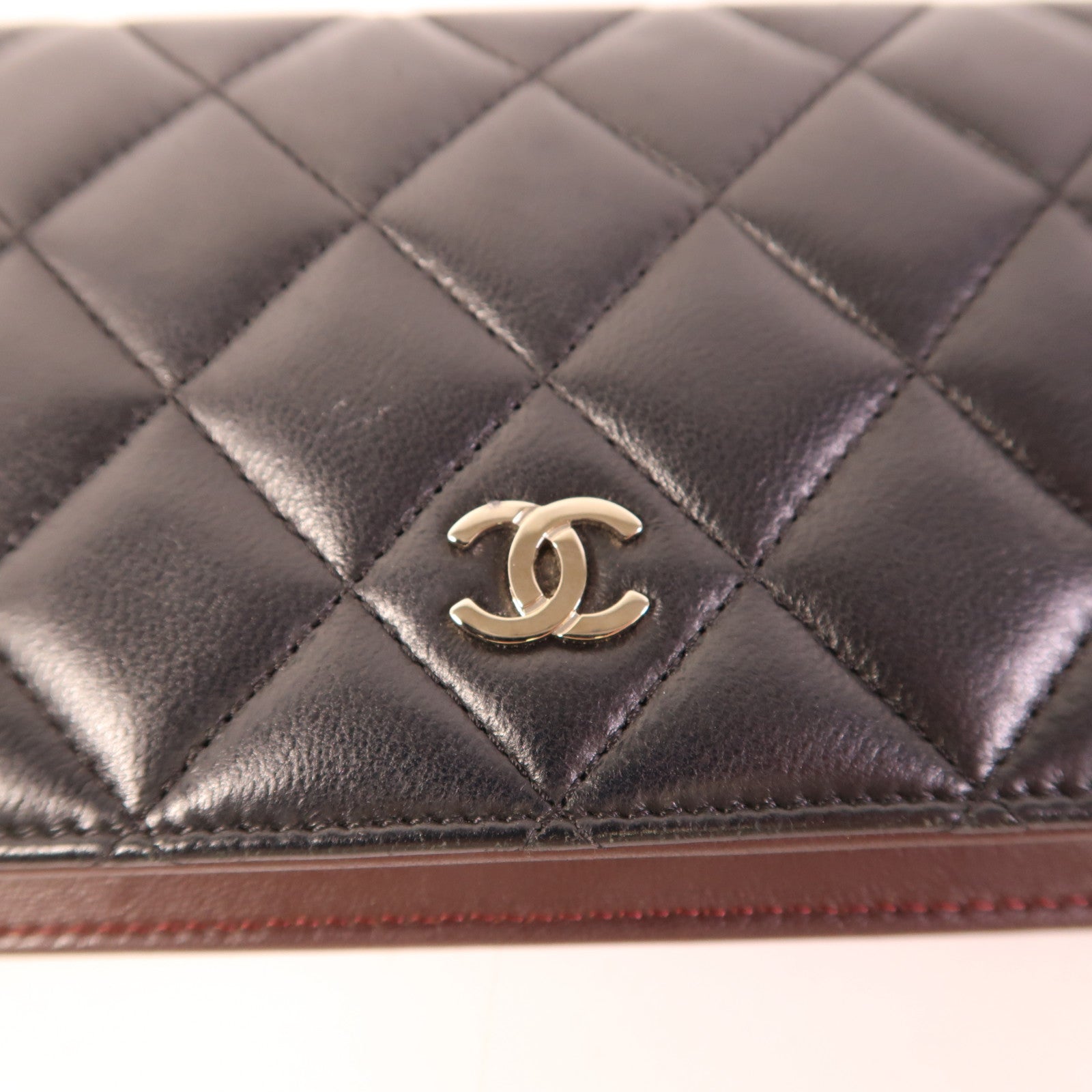 CHANEL 羊皮皮革Long Wallet銀扣長錢包