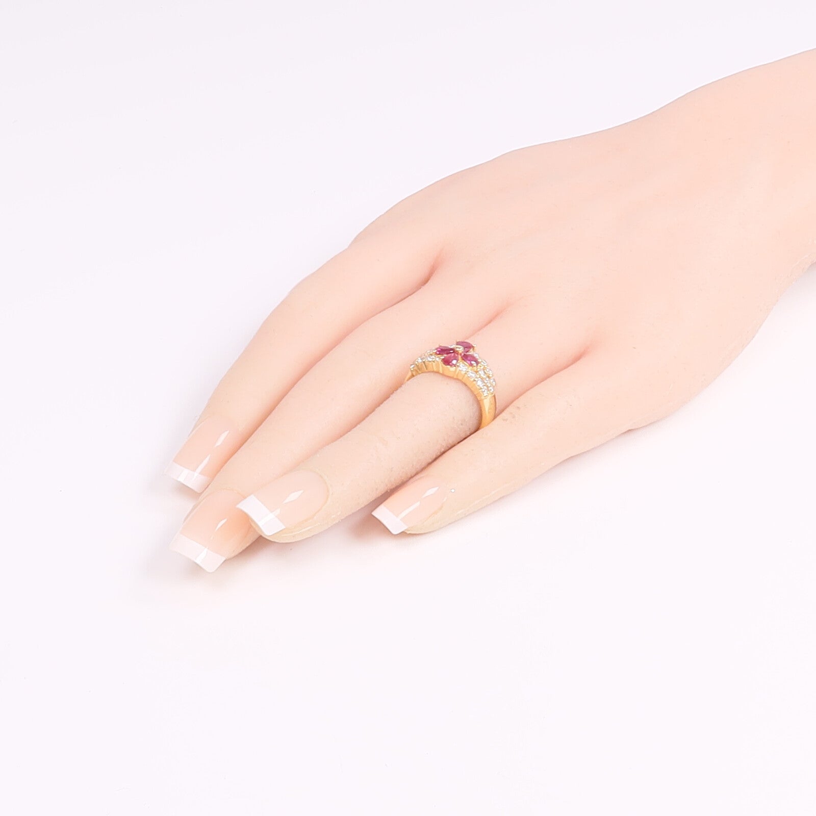 JEWELRY 18K黃金Ruby Diamond Ring紅寶石/鑽石戒指US#6